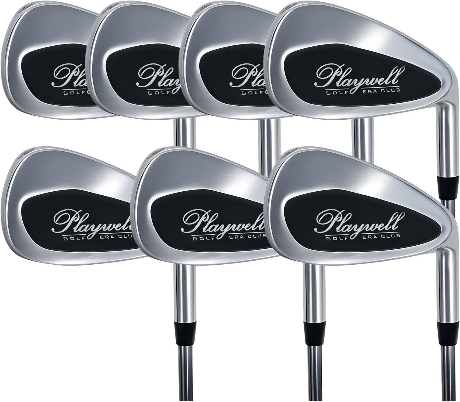 PLAYWELL Golf Iron Set for Men – 7pcs Right Handed Golf Irons – 5,6,7,8,9,S,W-Pitching & Sand Wedge- Regular Flex Steel Shaft, 7pcs Golf Club Set- Silver & Black Right Hand