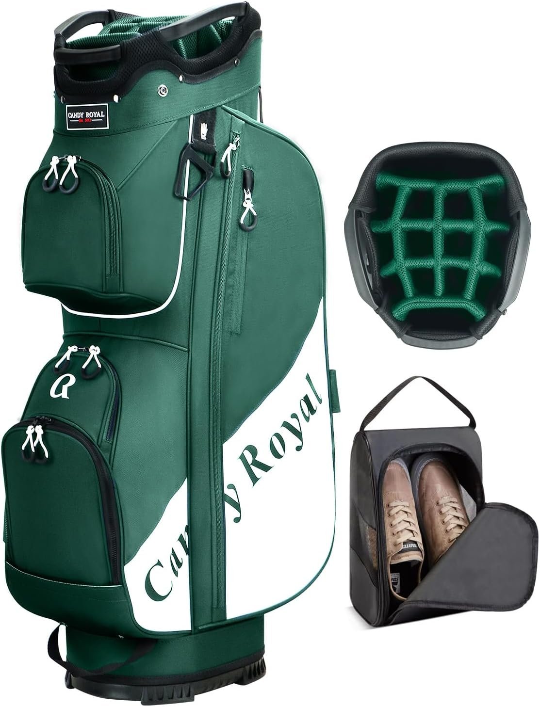 Lightweight 14-Way Golf Cart Bag with Cooler | Full-length dividers, carry handles, rain cover, shoe bag included, for men women