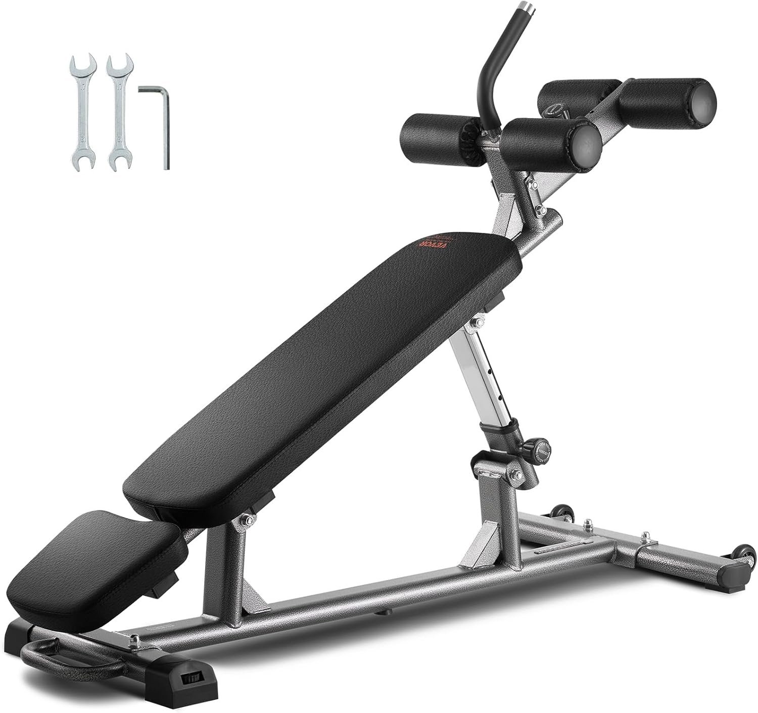 VEVOR Sit-Up Bench, 4-level Adjustable Strength Training Bench, Press Bench for Full Body Workout, 1000 LBS Professional Weight Bench for Gym Ab Exercise, Incline Decline Bench with Reverse Crunch Handle