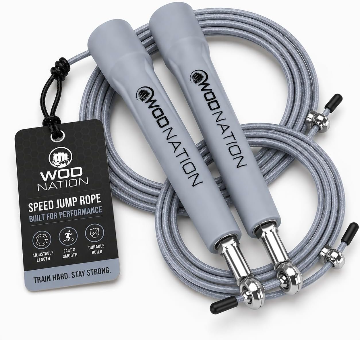 WOD Nation Adjustable Speed Jump Rope For Men, Women & Children – Blazing Fast Fitness Skipping Rope Perfect for Boxing, MMA, Endurance