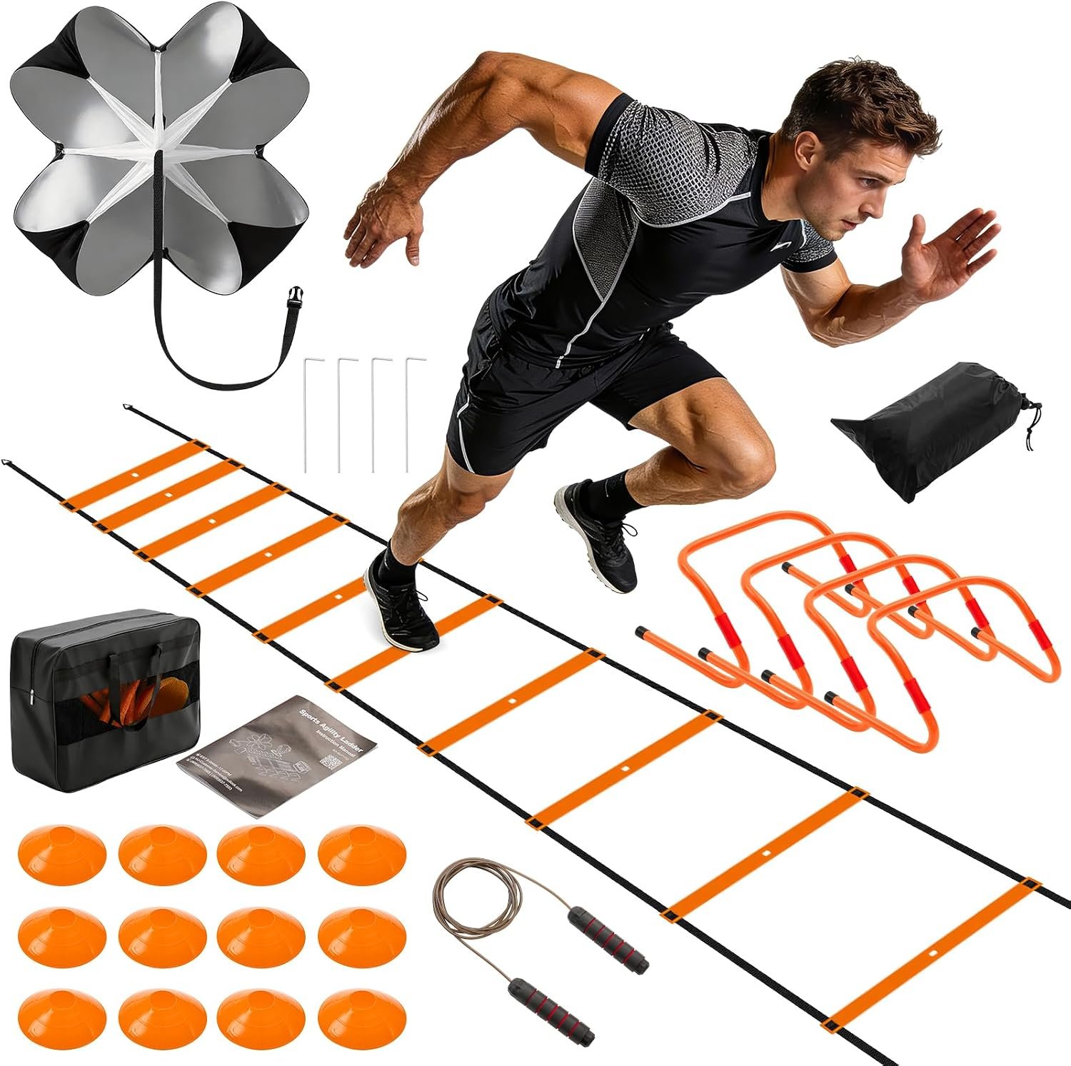 KMFurnilaAgility Ladder Speed Training Equipment Set