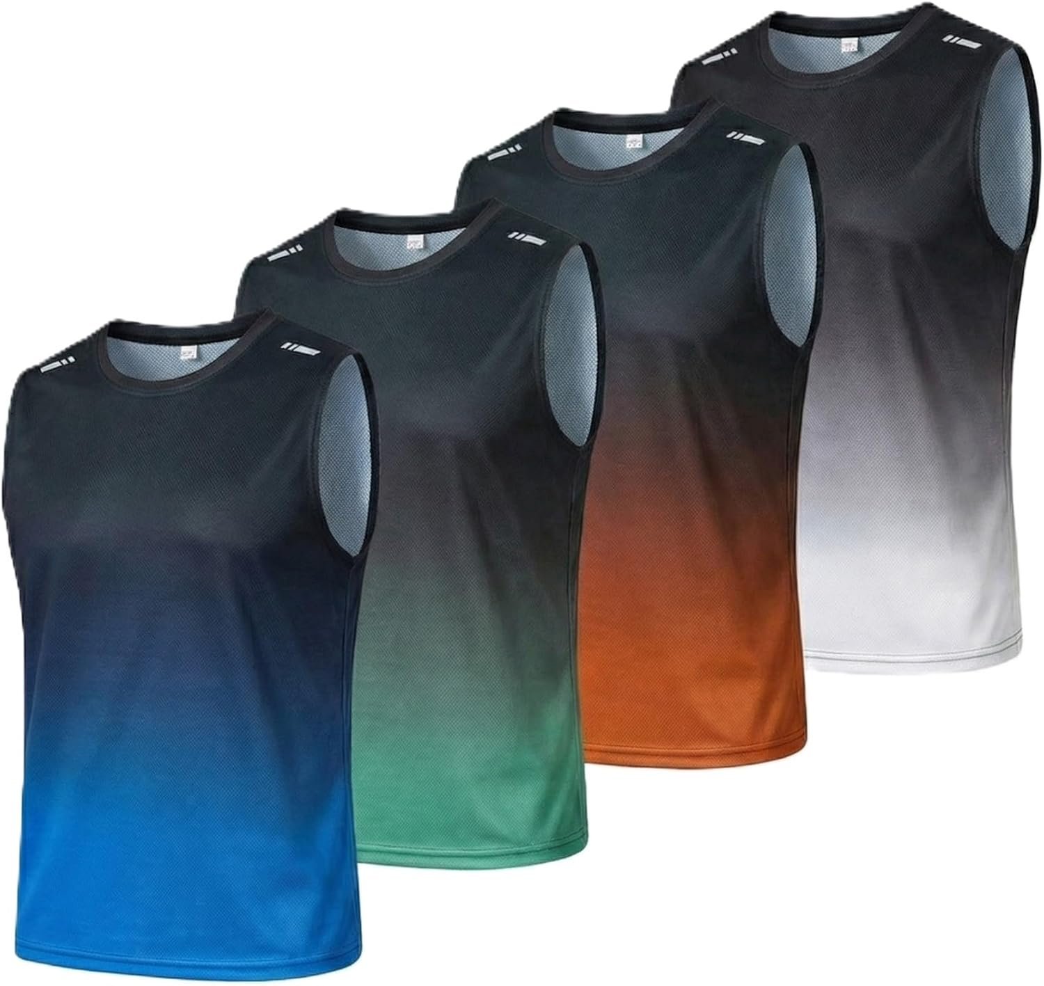 4 Pack Mens Stretchy Muscle Fit Ombre Tank Tops Quick Dry Sleeveless Workout Gym Shirts