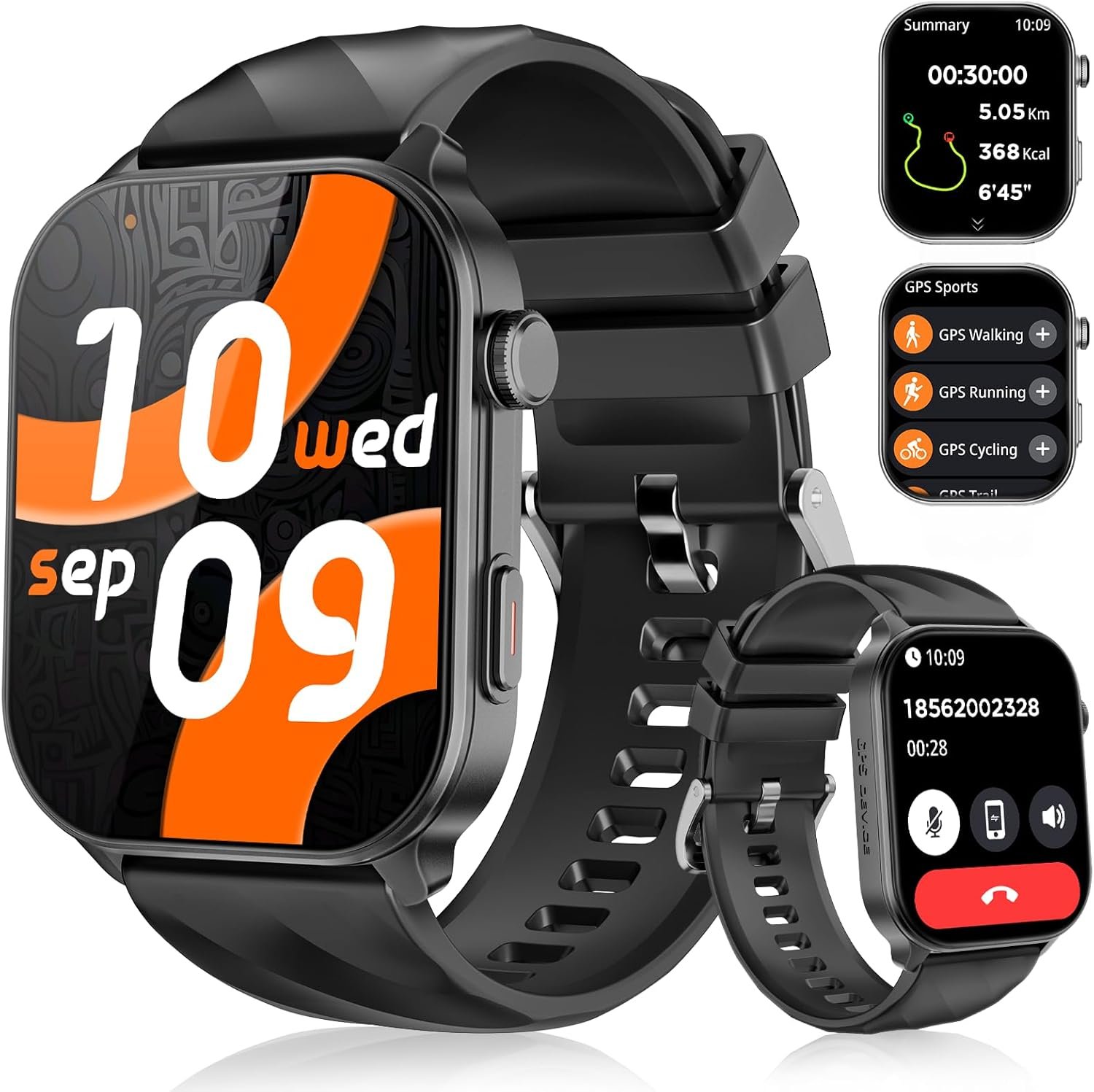 Smart Watch for Men, GPS, 2.01″ HD Fitness Tracker Black | Answer/Make Calls, for Android & iPhone, Heart Rate/Sleep/Sports Monitor Smartwatch, 1 ATM Waterproof,