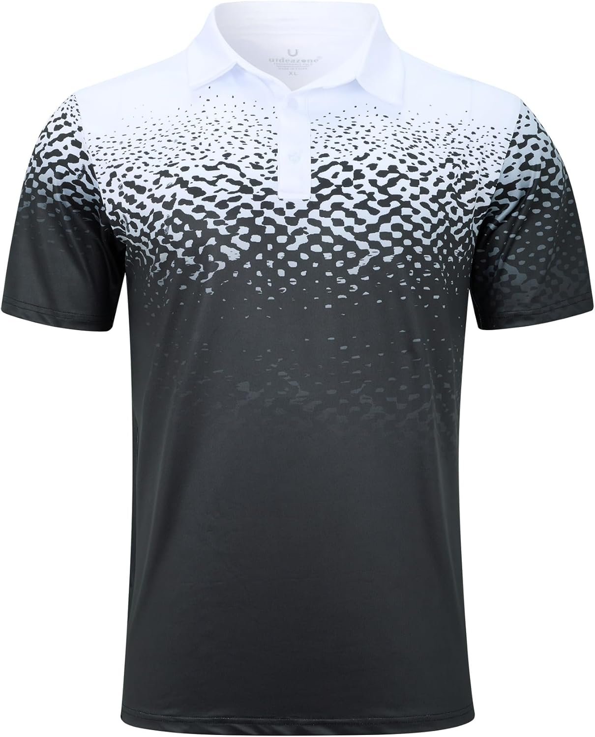 uideazone Mens Golf Shirt Dry Fit Athletic Polo Shirts Moisture Wicking Performance 3D Print Short Sleeve