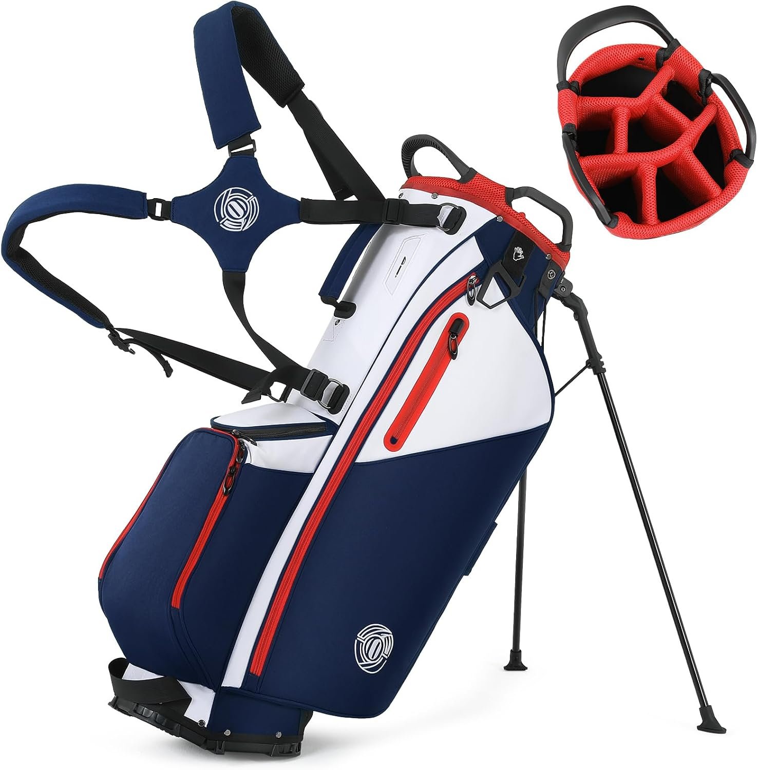 Lightweight 7 Way Golf Stand Bag for Men Women, Upgrade Base | Multi Pckets Cooler Pockets, Full-Length Dividers, Ergonomic Dual Strap Design, Weather-Resistant, Rain Hood Includeed