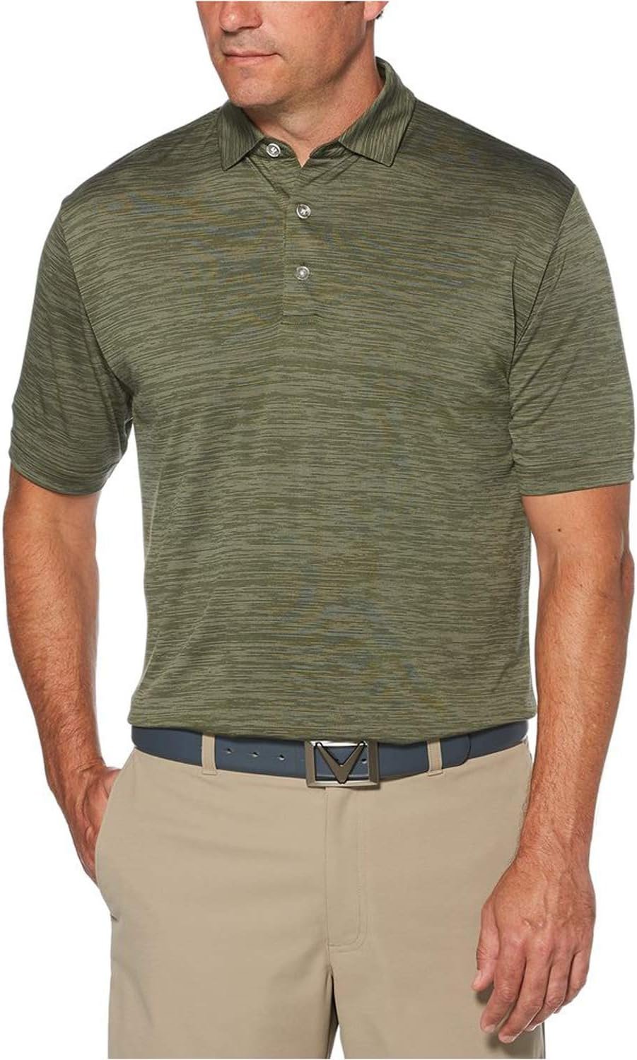 Callaway Mens Broken Stripe Golf Polo, Sun Protection, Moisture-Wicking, Lightweight, Athletic Collared Shirts for