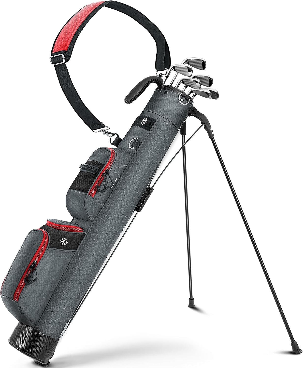 Shopsource Golf Stand Bag, Lightweight Par 3 Carry Bag with Insulated Cooler Pocket, Easy to Carry and Durable, Ideal for Driving Range Pitch n Putt Executive Courses, Grey