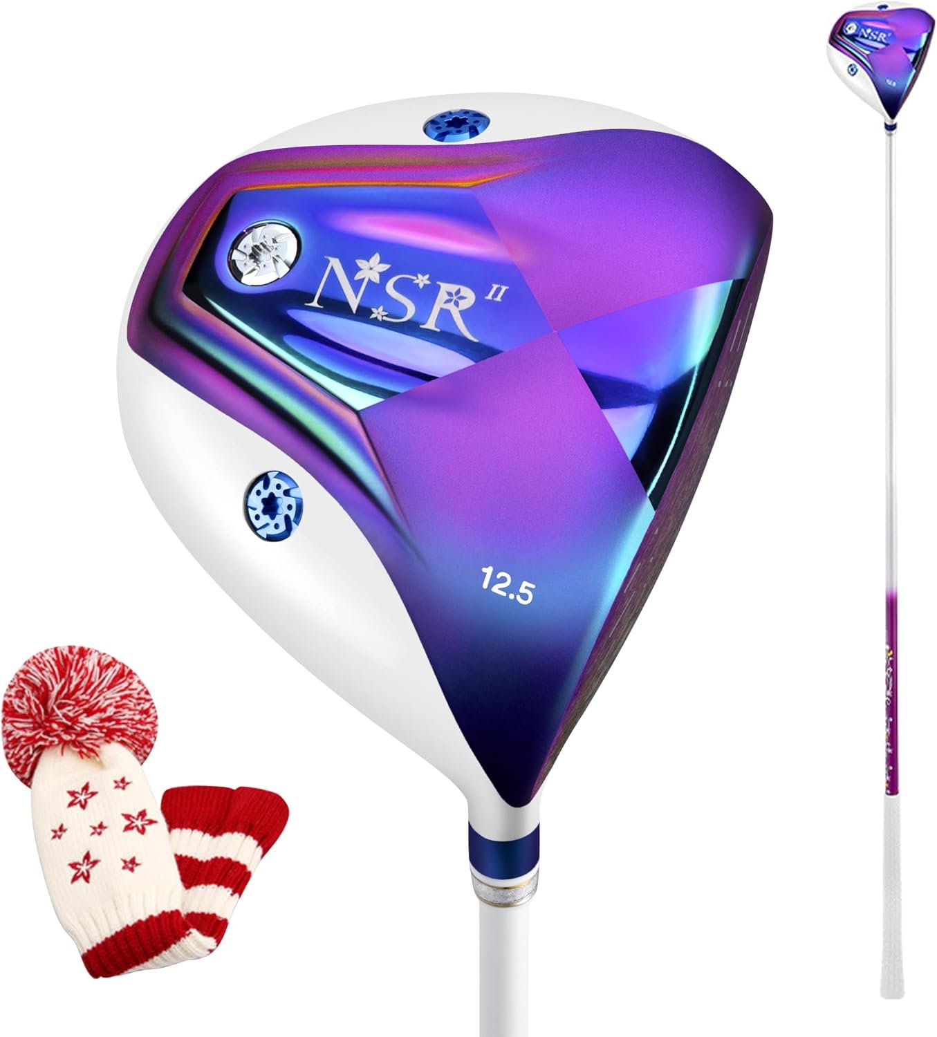 PGM Titanium Alloy Golf Club Driver Woods Hybrid for Women Right Handed | High Forgiveness Lightweight Graphite Shaft Golf Driver Wood Hybrid Single Club with Weight Screw and Headcover