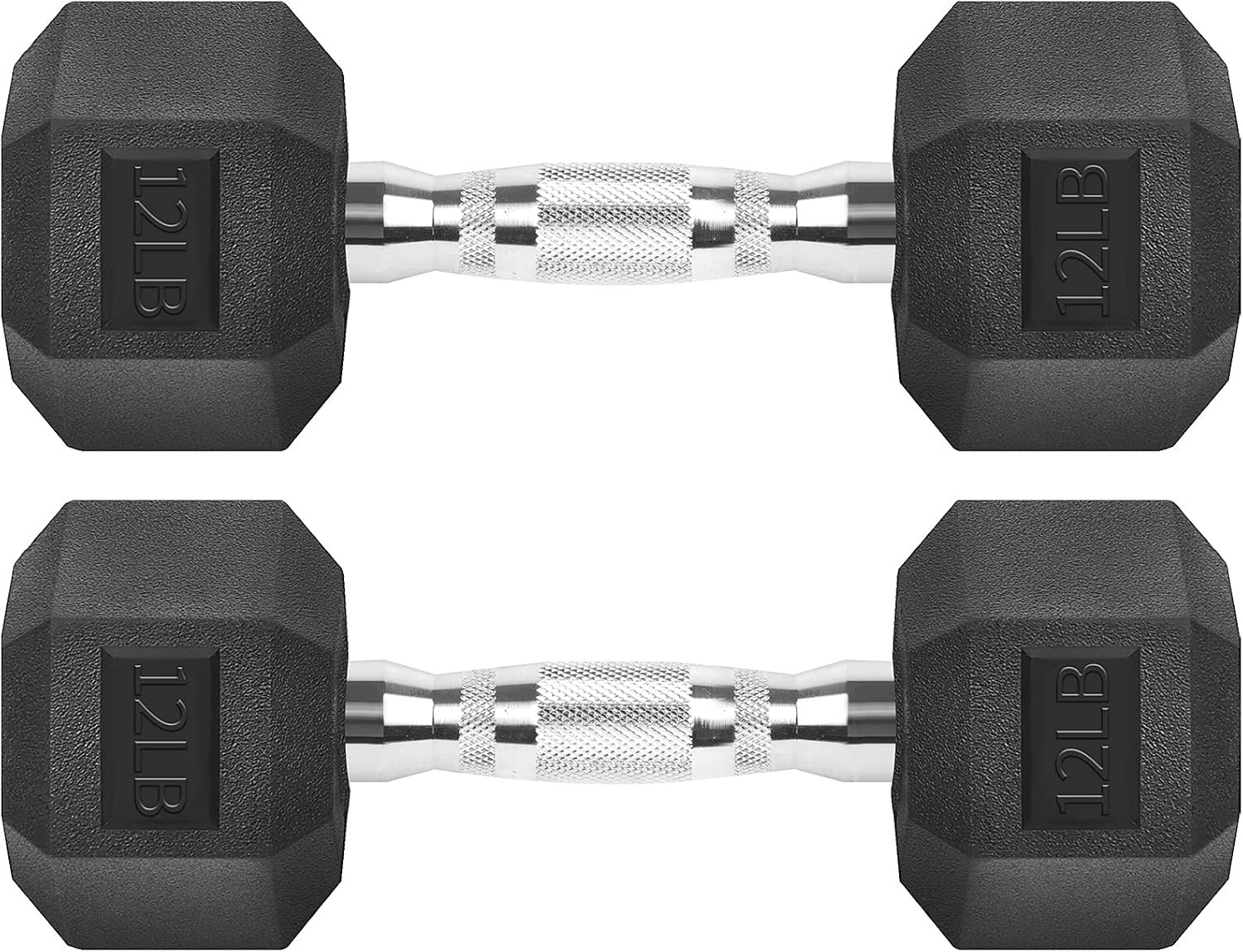 Hex Dumbbells Rubber Coated Cast Iron Dumbbell Set for Exercises | 2.5-40 lb Dumbbells Pair for Home Gym Strength Training, Ultra-low odor rubber, Crack and Chip Resistant, Ergonomic Knurled