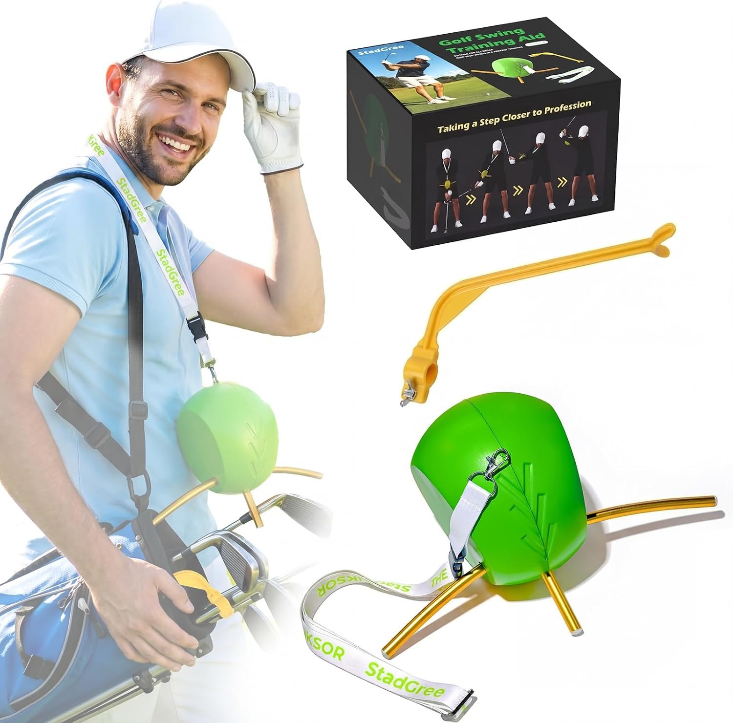 Golf Training Ball, The Connector Golf Training Aids with Lanyard | Upgraded with Wrist Hinge Trainer, Simple Effective Swing Trainer, Improve Golf Swing Skills, Suitable for All Levels Golfers