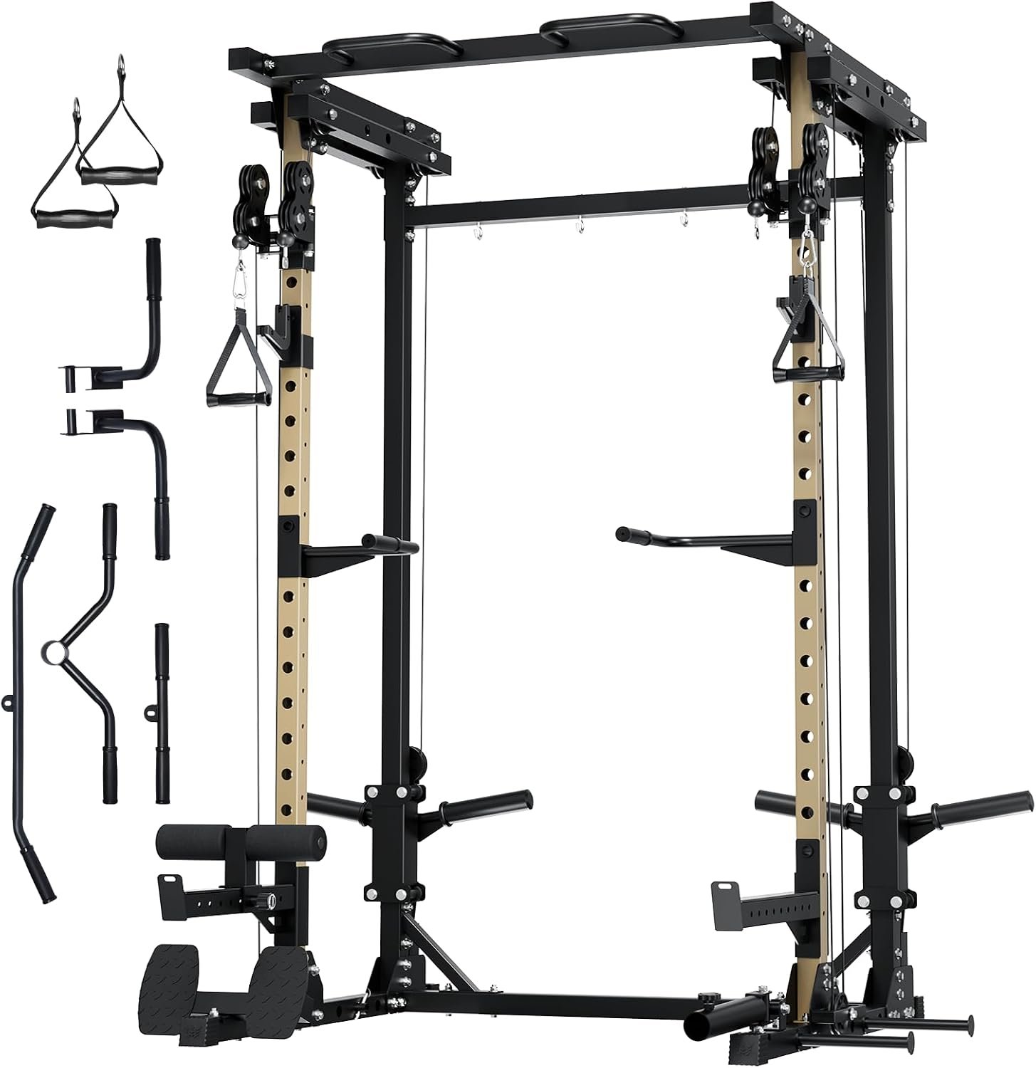 MAJOR FITNESS Drone3 Power Rack, 2500lbs Multi-Function Home Gym Squat Rack with Dual Pulley System, Pull-Up Bar & J-Hooks, Heavy-Duty Steel Frame for Maximum Stability & Strength Training
