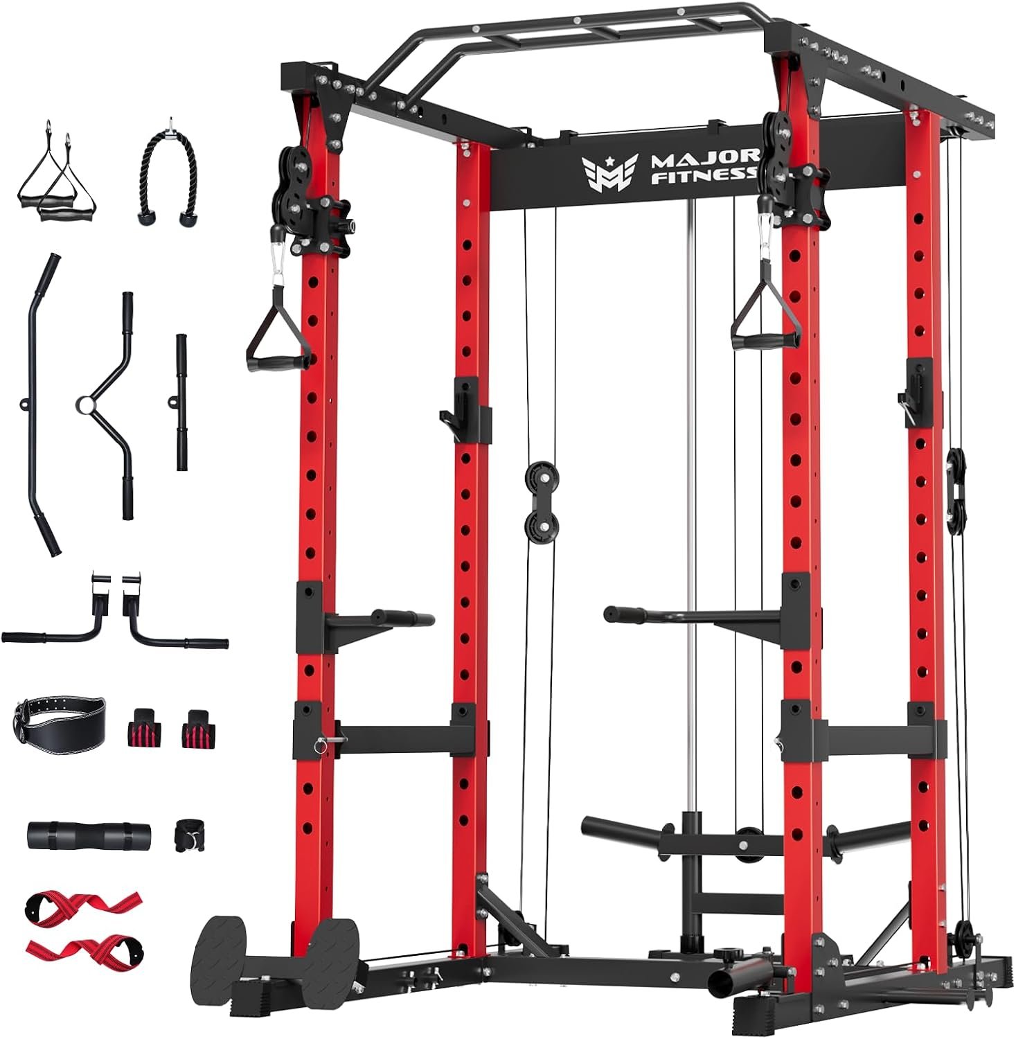 MAJOR FITNESS Drone1 Power Cage, All-in-One Home Gym with Cable Crossover, LAT Pulldown, Squat Rack & Landmine Attachment, Heavy-Duty Strength Training System for Home Gym