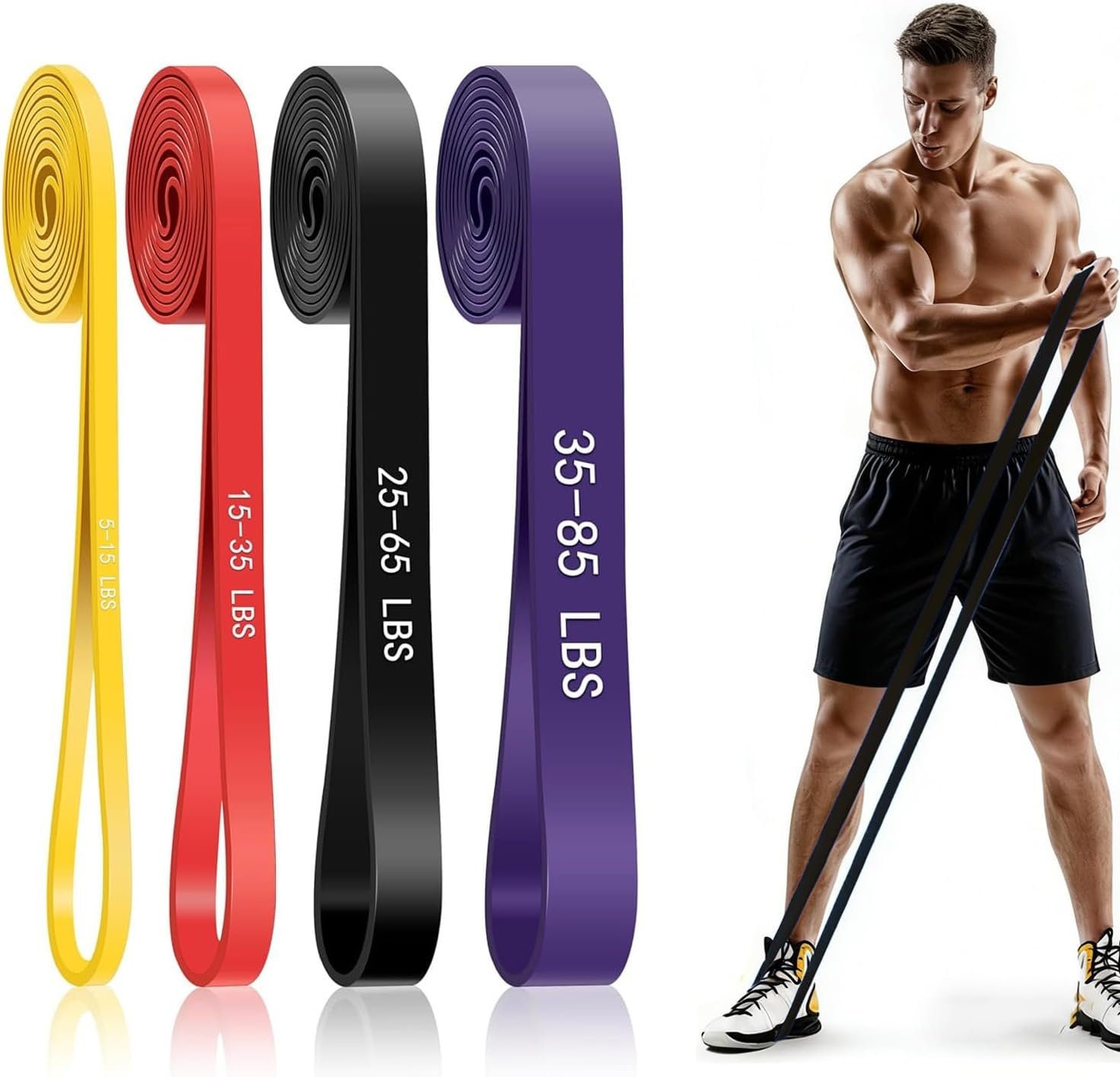 Pull Up Bands, Resistance Bands, Exercise Bands for Full-Body Training | Pull Up Assistance Bands Set for Men & Women, Fitness, Physical Therapy, Stretch Workout Bands at Home, Gym
