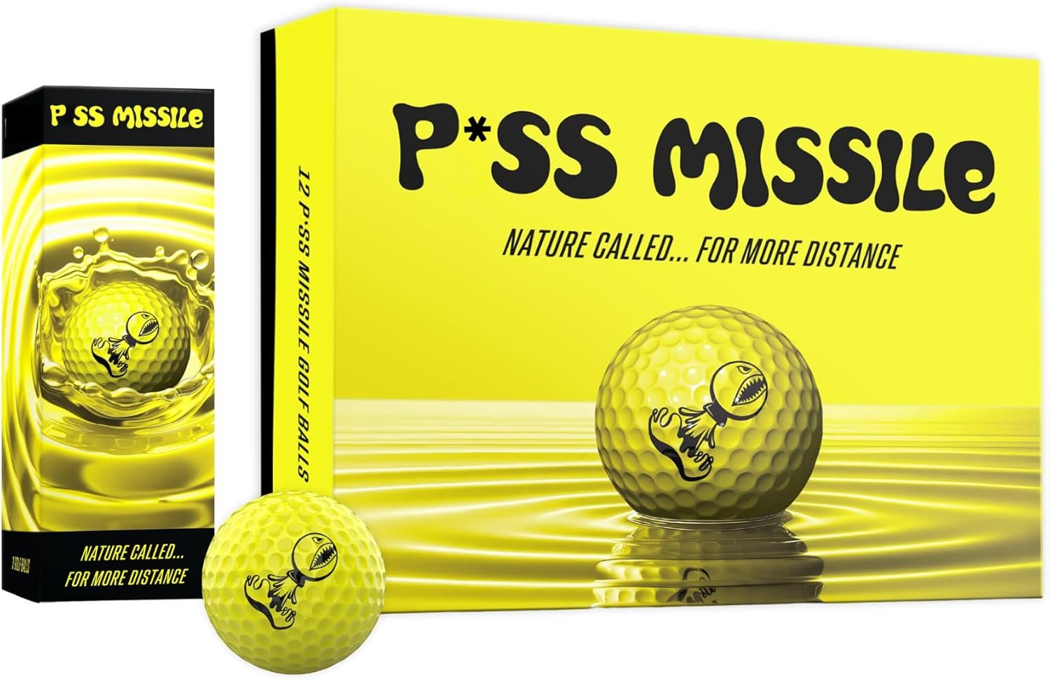 P*ss Missile Distance Golf Balls – 4-Piece Design, Surlyn Cover, High Compression Core – Lower Spin, Better Trajectory for Longer, Straighter Shots