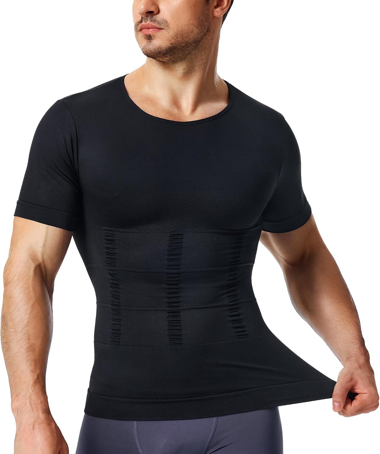 Nebility Compression Shirt Men – Shapewear Mens Slimming Undershirt Sports | Short Sleeve Athletic Workout Shaper Tank Top