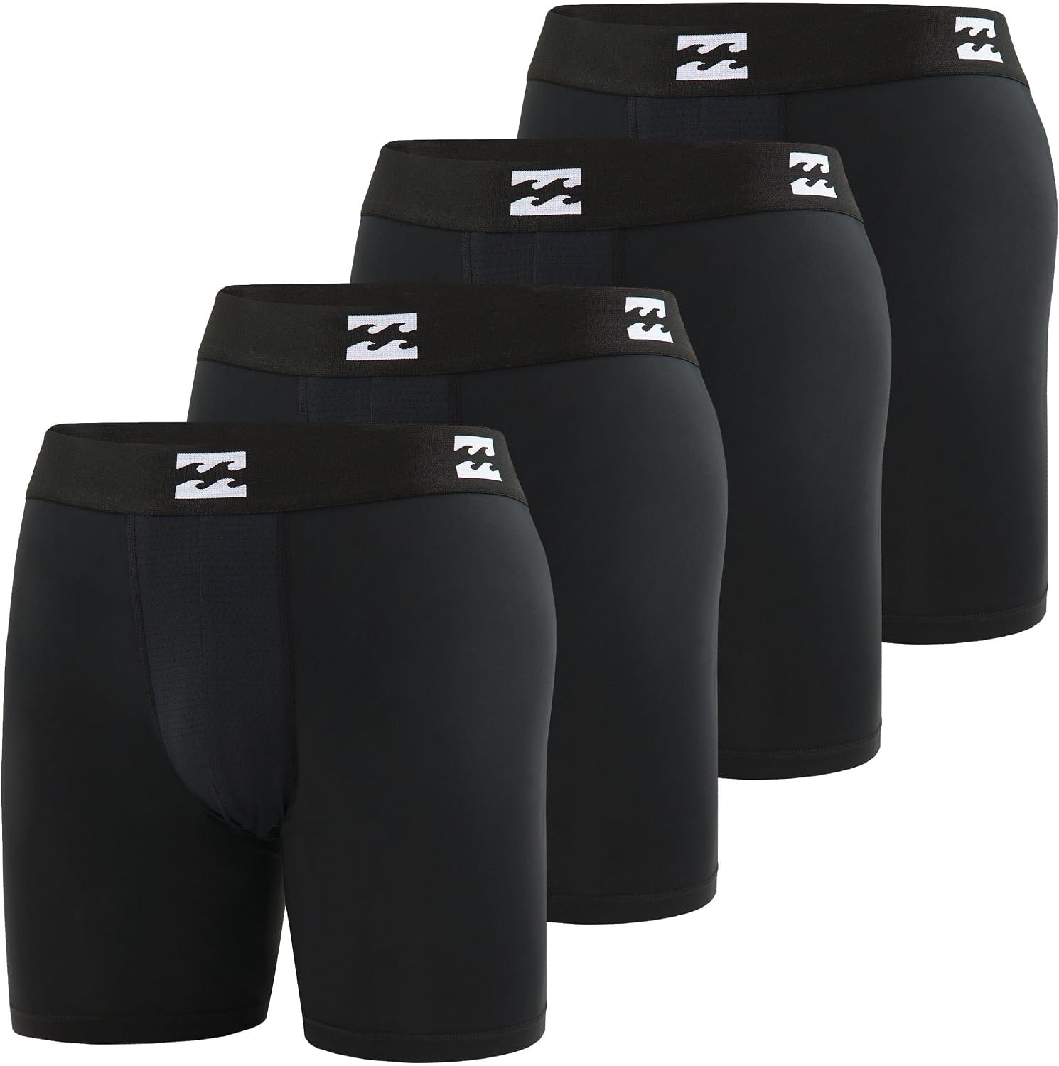 Billabong Mens Boxer Briefs, 4 Pack Long Leg Performance Compression Shorts