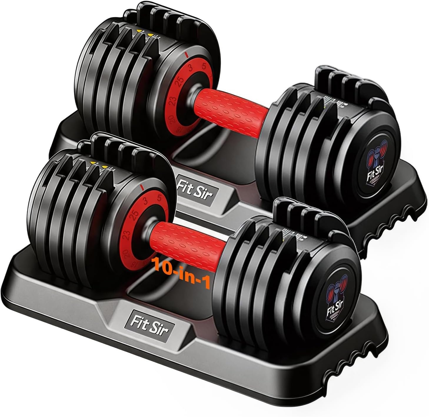 Adjustable Dumbbell Set, 10-in-1 25LB Ajustable Dumbbells with Safe Locking System, Enclosed Storage Tray, 1 Sec Fast Adjustment, Comfortable Non-Slip Textured Grip, Suitable for Home Gym Workouts Men and Women