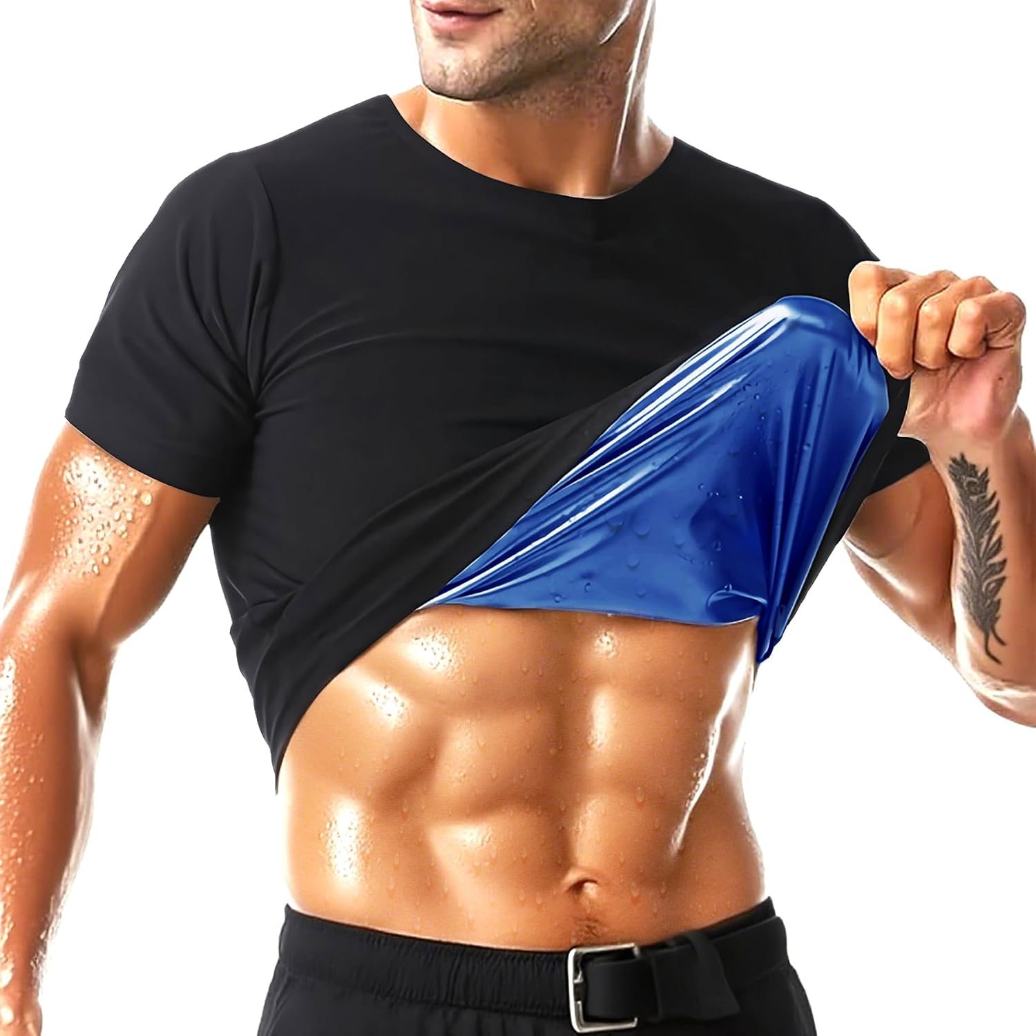 Sauna Shirt for Men Short Sleeve Mens Sauna Suit Sweat Body Shaper Compression Vest Gym Exercise Top