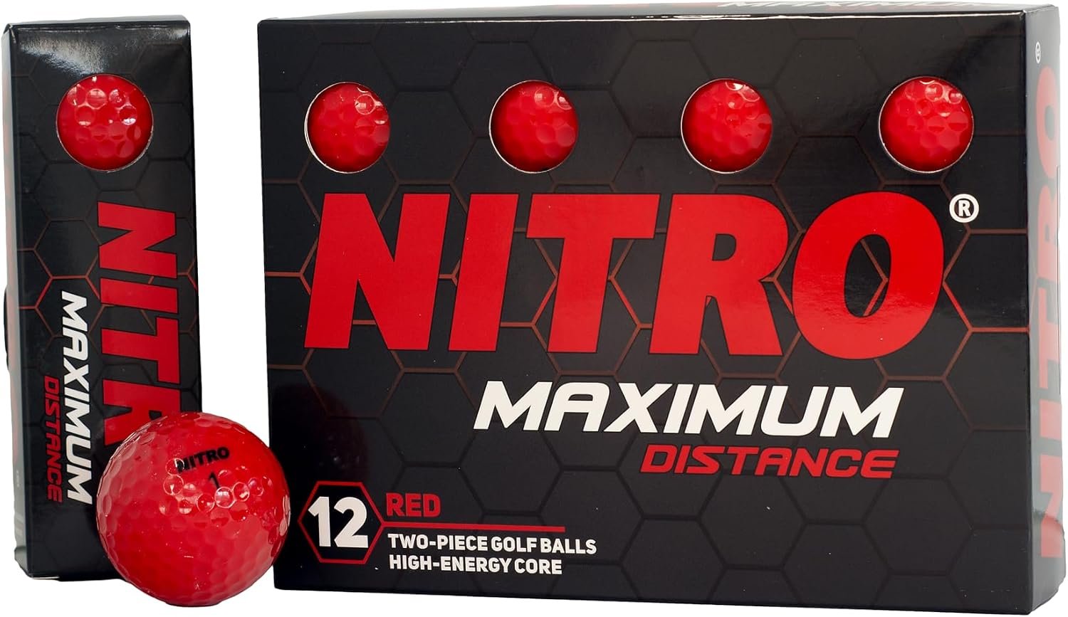 NITRO Maximum Distance 12 Pack Red Golf Balls