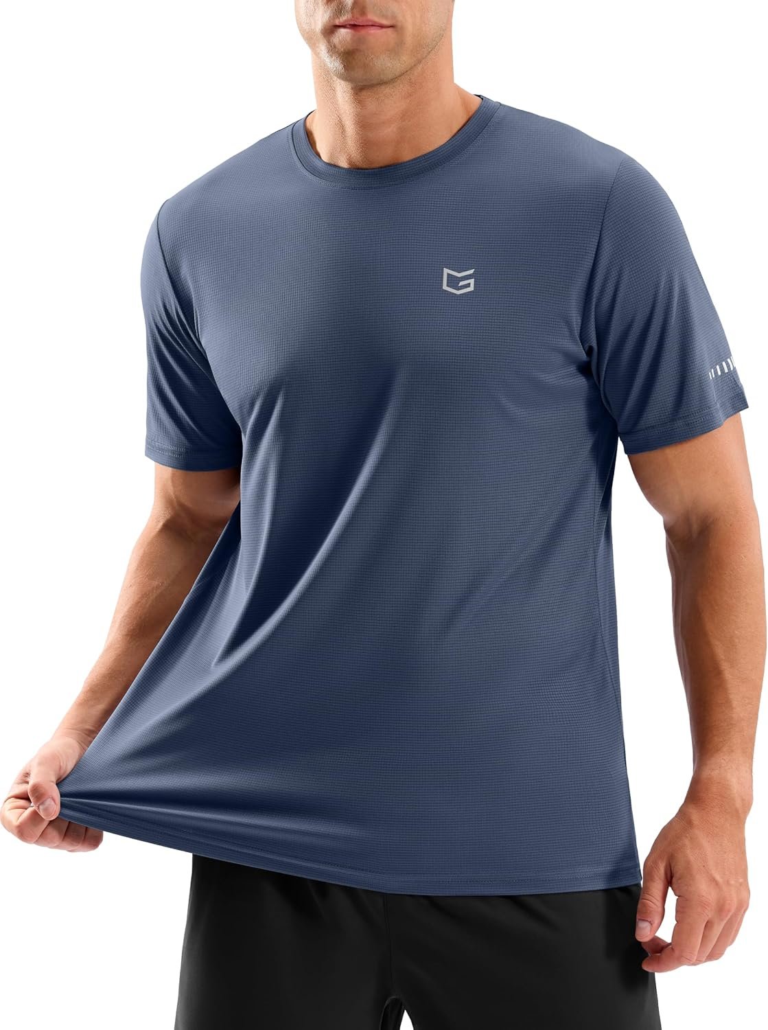 Men’s Workout Breathable Grid T-Shirts Dry Fit UPF 50+ Sun Shirts Lightweight Cooling Tee for Athletic, Running, Hiking