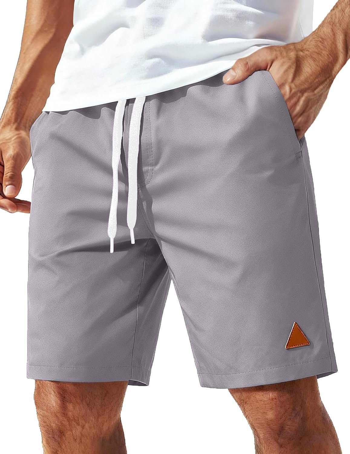 COOFANDY Mens 9″ Casual Shorts with Zipper Pockets Lightweight Chino Shorts | Elastic Waist Drawstring, Moisture-Wicking, Stretch Twill, Everyday Casual Wear