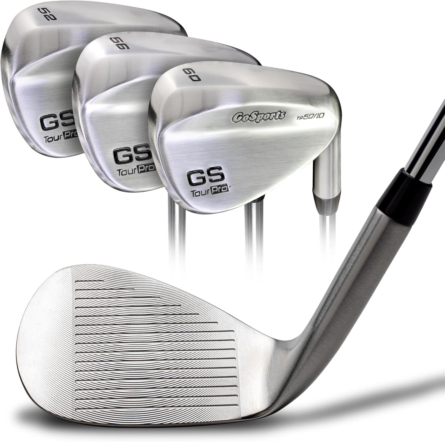 GoSports Illegal Max Spin Golf Wedge Set – Men’s Right Handed Sand, Lob, Gap Wedge, Brushed Stainless