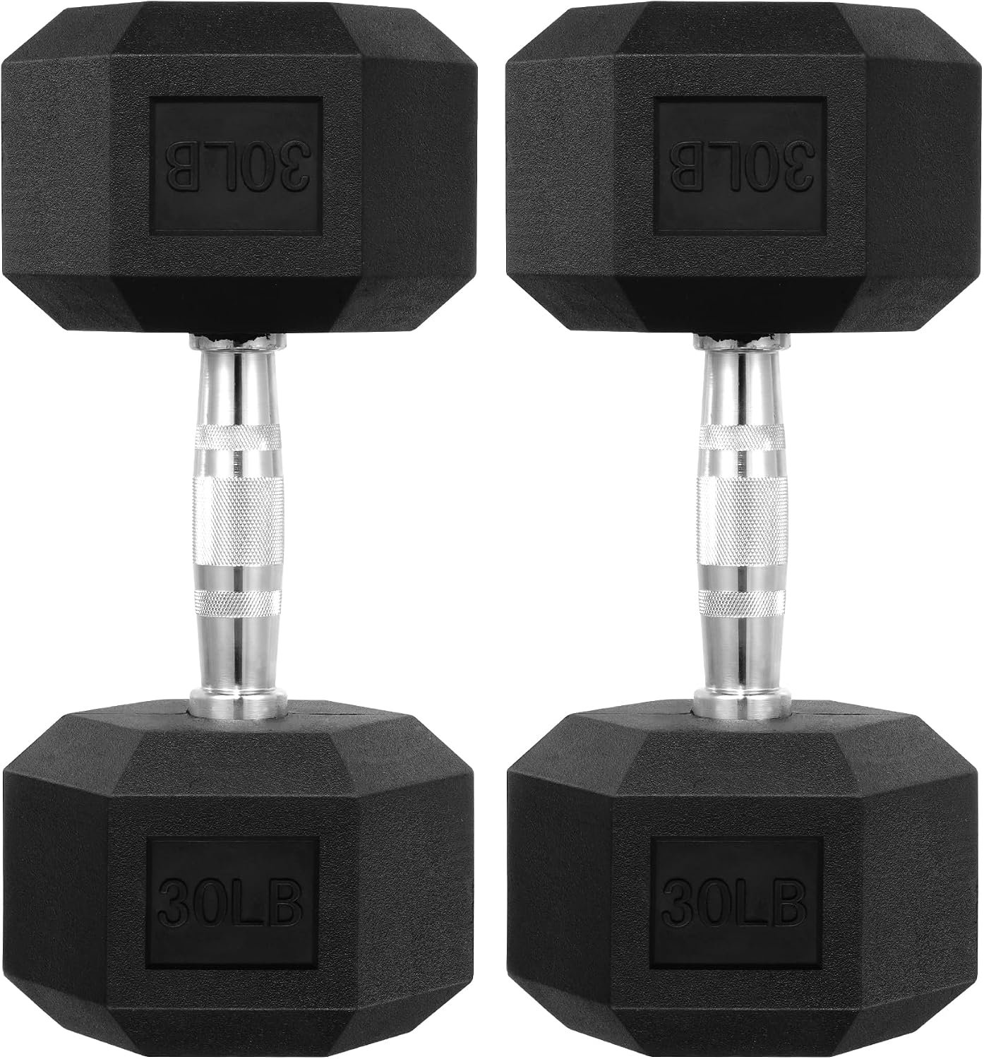 HulkFit Rubber Coated Hex Dumbbells, Anti-Roll Hand Weights Set of 2, Non-Slip Ergonomic Handle Low Odor for Home Gym