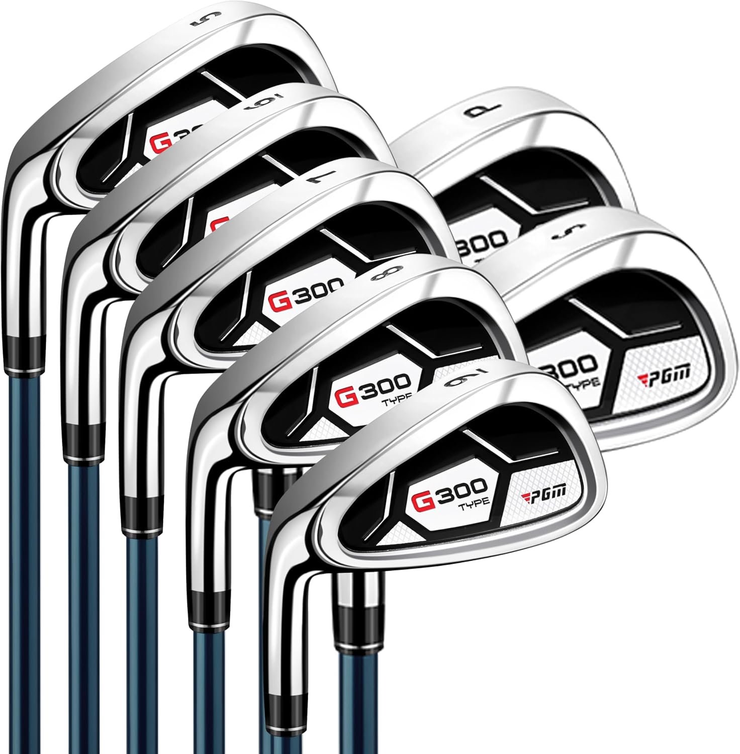 PGM Men’s Golf Iron Set for Left Handed with Forgiving Cavity Back Design | Wide Sole Golf Club Iron with Precision Balanced Shaft and Easy Control Grip Includes 5 to 9 PW SW