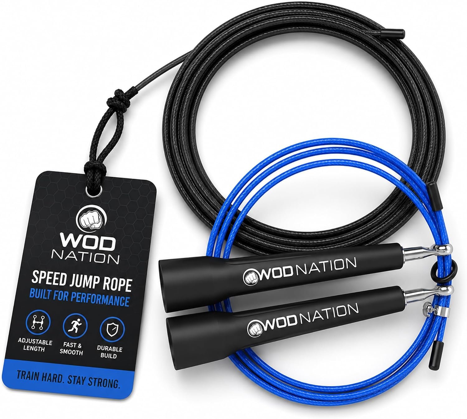 WOD Nation Adjustable Speed Jump Rope For Men, Women & Children – Blazing Fast Fitness Skipping Rope Perfect for Boxing, MMA, Endurance