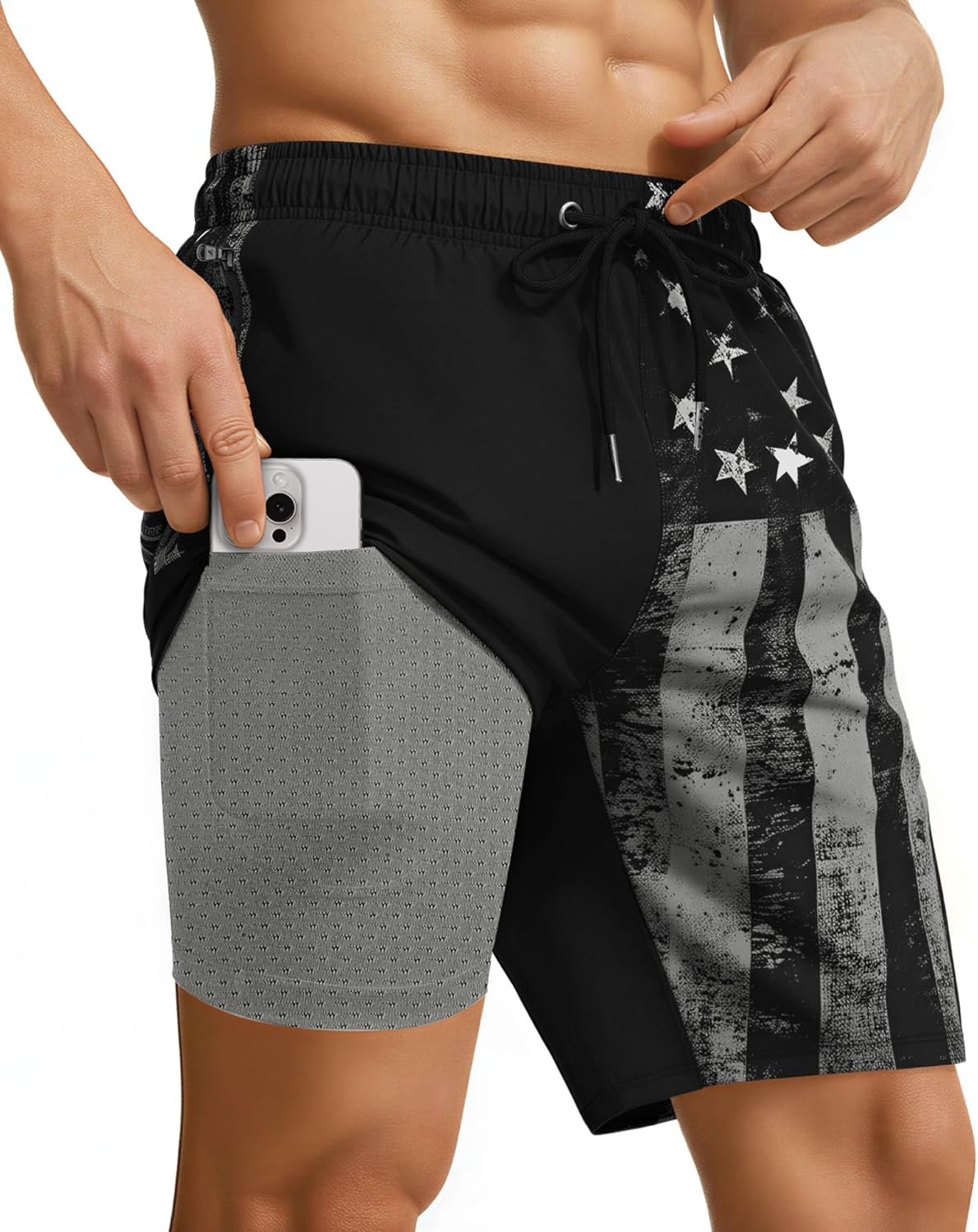 Yufawow 9 Inch Men Swim Trunks with Compression Breathable Liner Quick Dry Zipper Pockets for Water Beach Travel Cruise