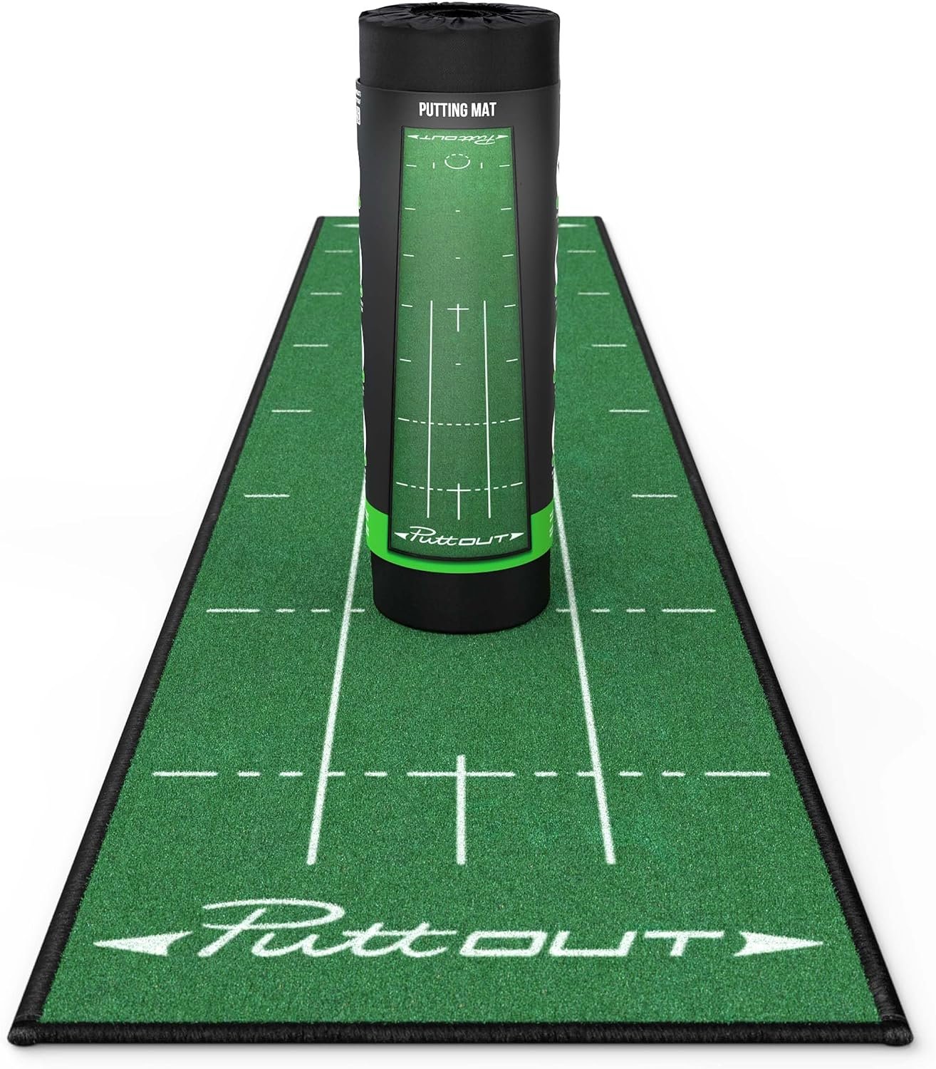 PuttOUT Medium Putting Mat – Perfect Your Golf Putting (7.9ft x 1.6ft)(Green)