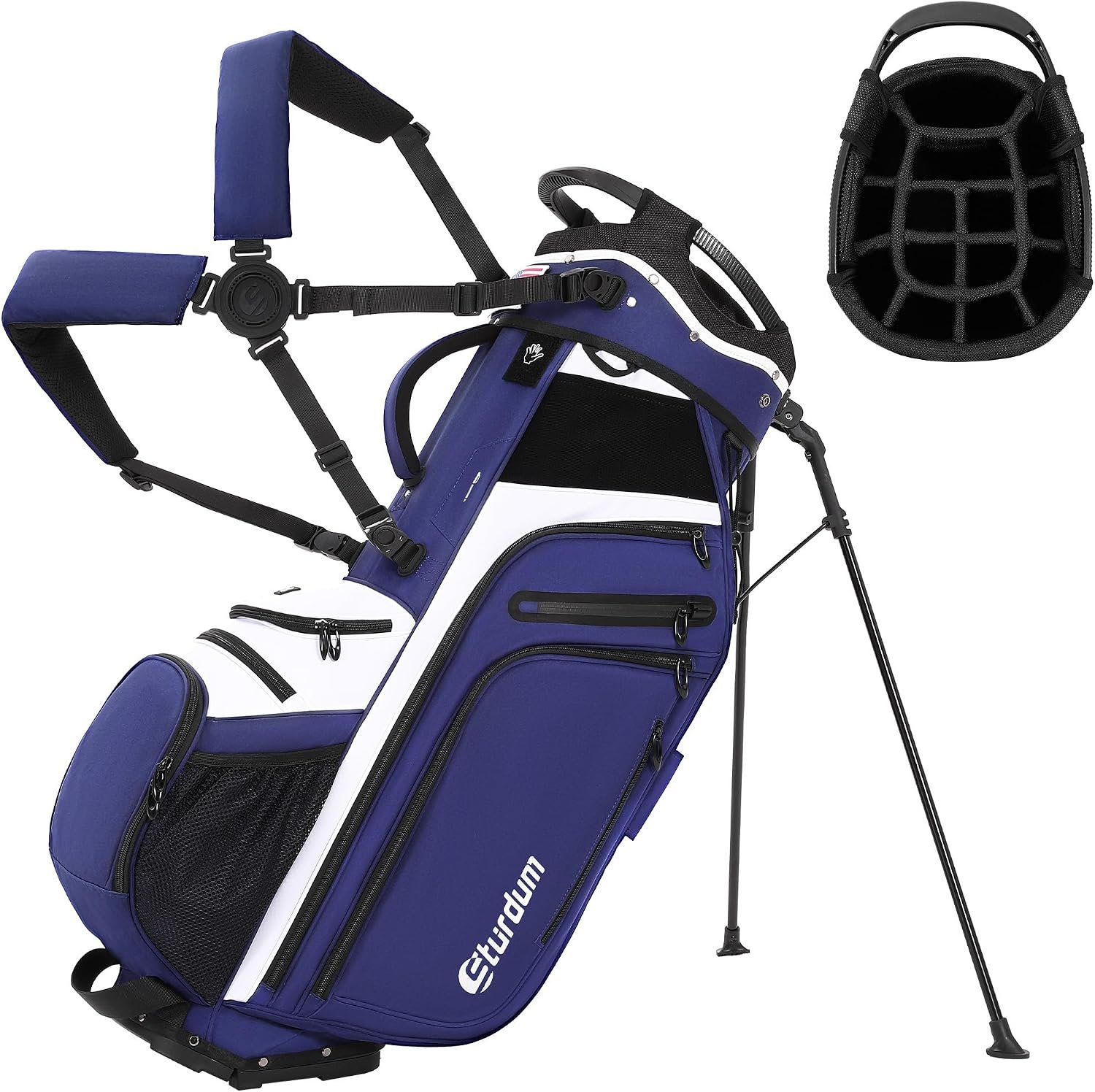 14 Way Golf Stand Bag with 12 Pockets n Full-Length Dividers | 5.5lbs Lightweight, Tour Grade 900D Oxford, Easy Access Smart Storage, Cooler Pockets, Upgrade Stable Base, Dual Padded Strap