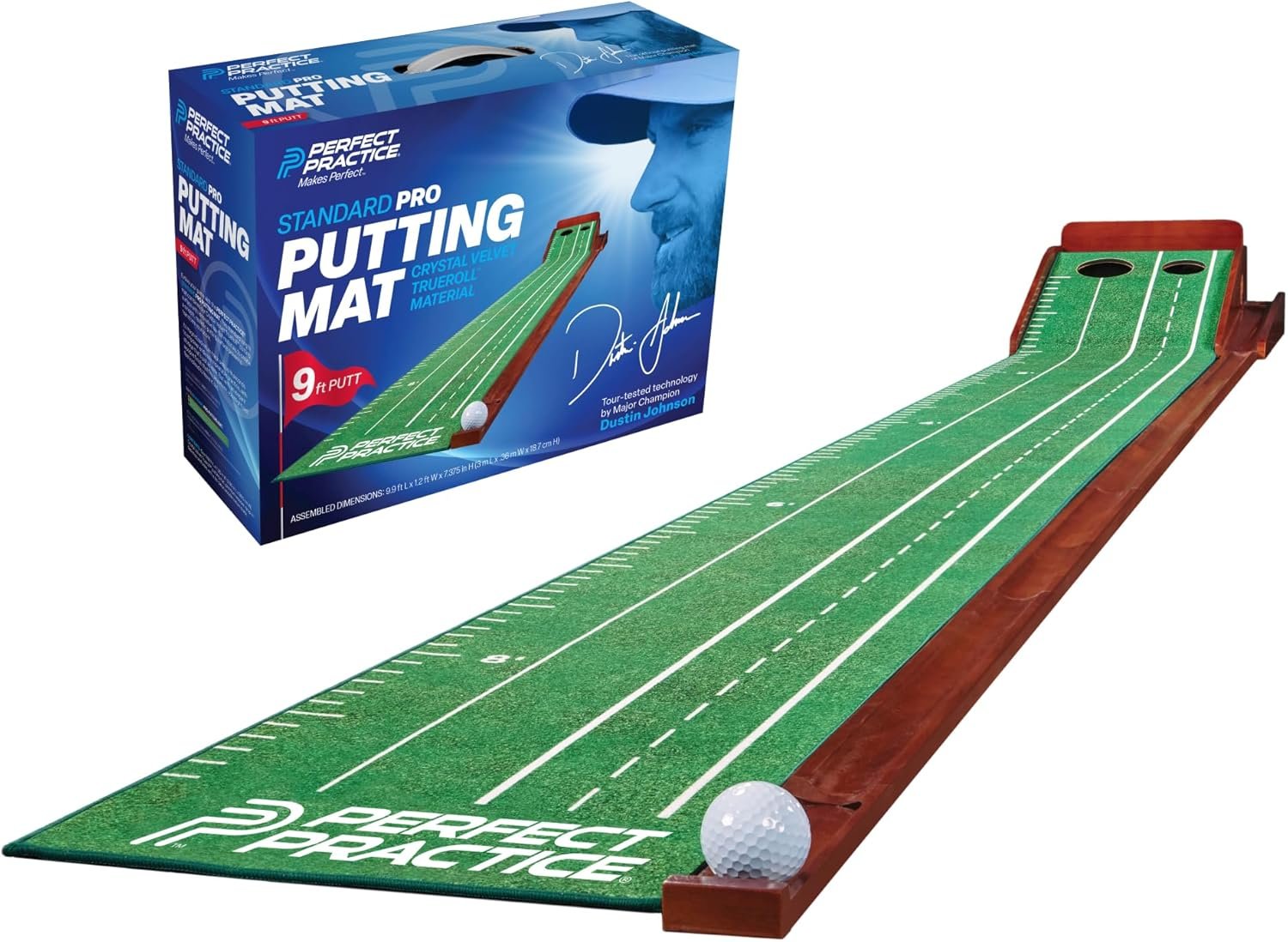 Perfect Practice Putting Mat & Golf Chipping Net – Indoor Golf Training Aid | Indoor putting green and chip shot practice, crystal velvet turf, alignment guides for home and outdoor, golf gifts for men