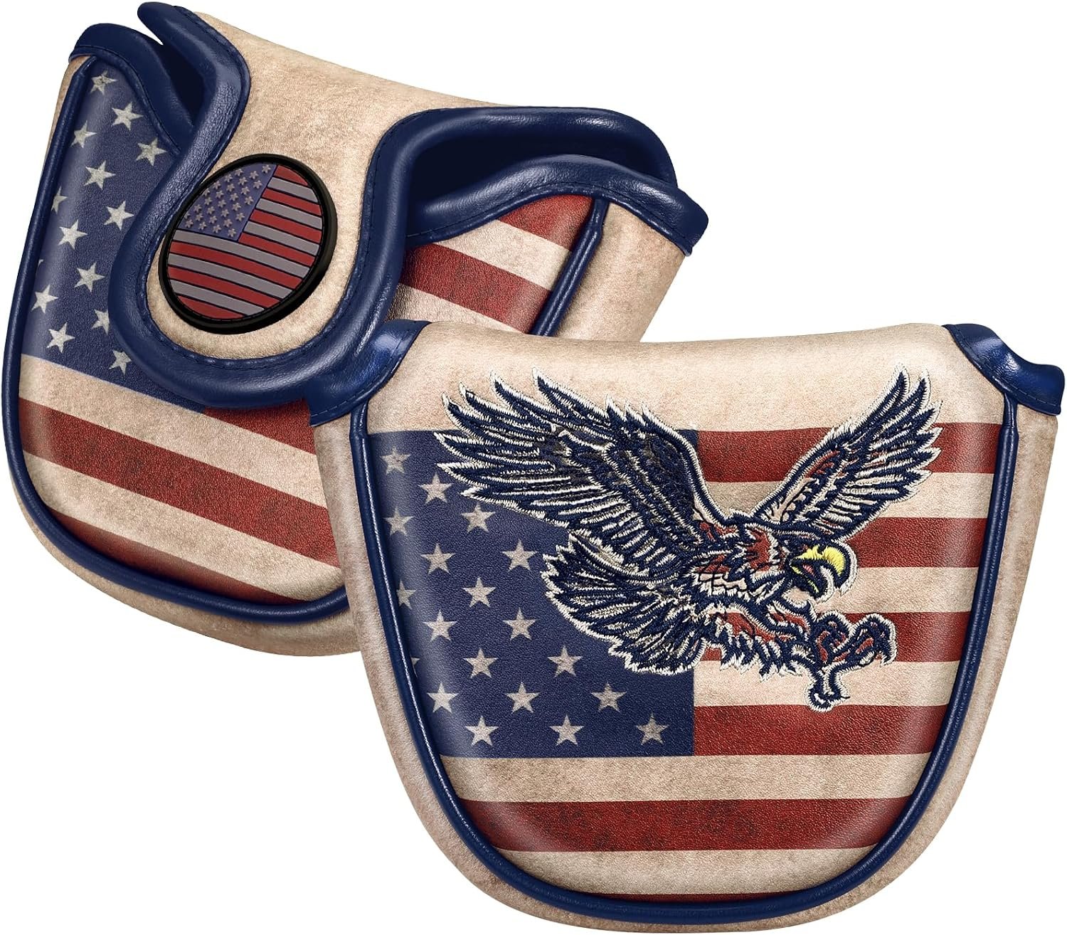 Golf Club Head Cover, Blade Fairway Mallet Putter Cover, Fits Most Putters | Elegant Embroidery, Premium Leather Golf Headcover, Magnetic Closure, Interchangeable No. Tags 3 4 5 7 X