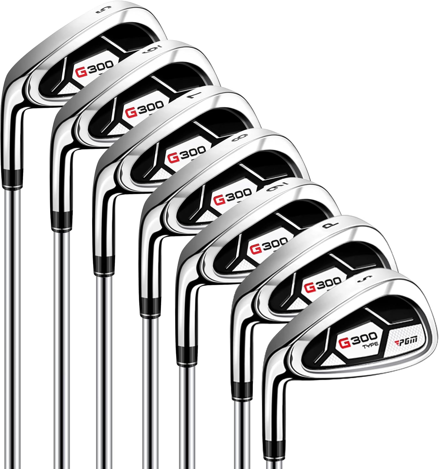 PGM Men’s Golf Iron Set for Left Handed with Forgiving Cavity Back Design | Wide Sole Golf Club Iron with Precision Balanced Shaft and Easy Control Grip Includes 5 to 9 PW SW