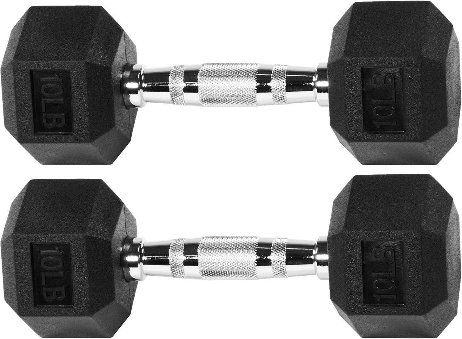 Fitvids Hex Dumbbells Rubber Coated Hand Weights for Exercises and Fitness Home Gym, 5-50 LB Pair
