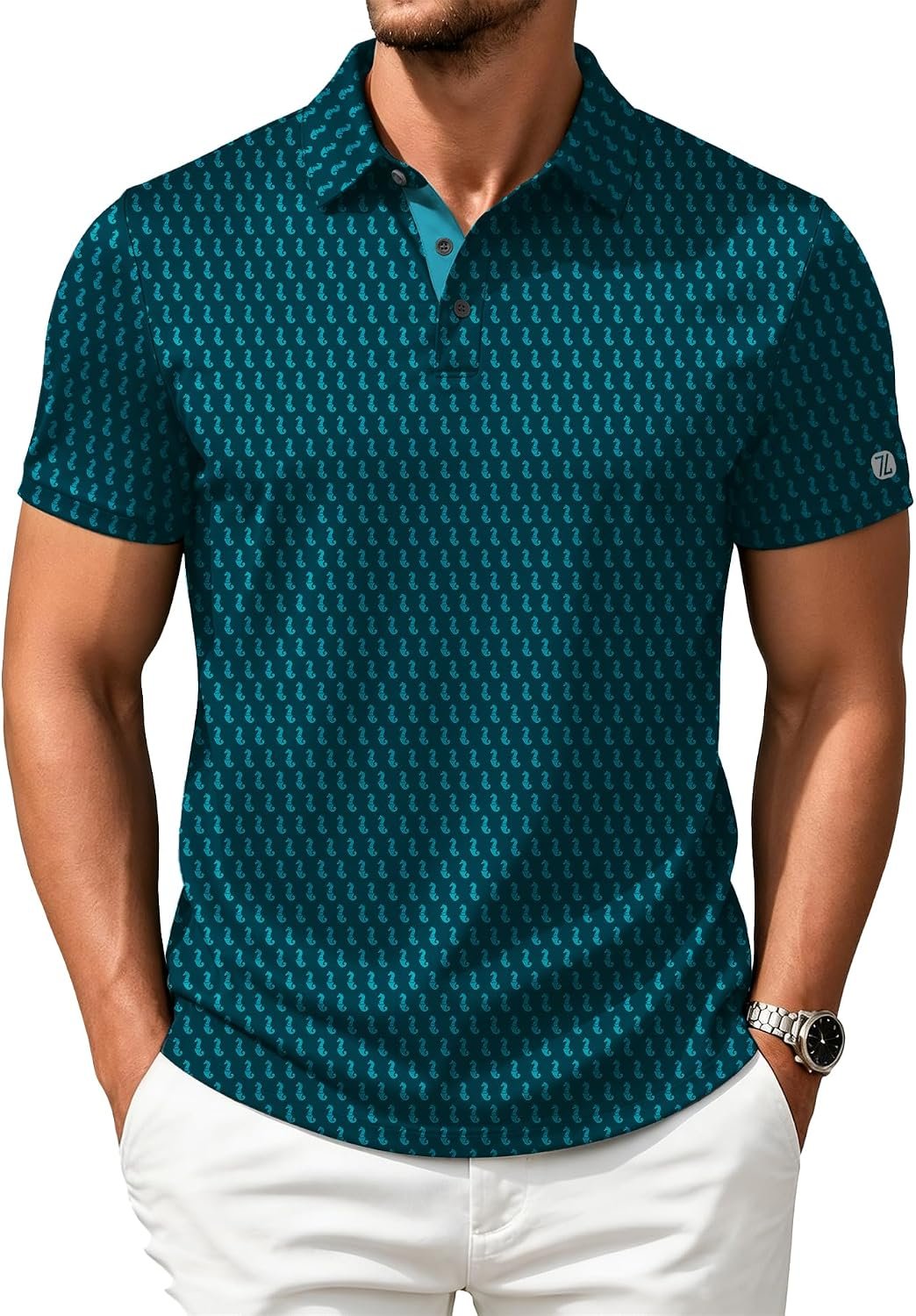 ZITY Mens Golf Shirts Short Sleeve Print Patterns Performance Moisture Wicking Polo Shirt