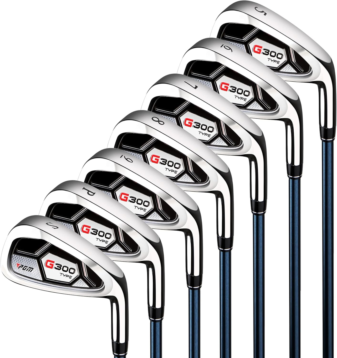PGM Men’s Golf Iron Set for Right Handed with Forgiving Cavity Back Design | Wide Sole Golf Club Iron with Precision Balanced Shaft and Easy Control Grip Includes 5 to 9 PW SW