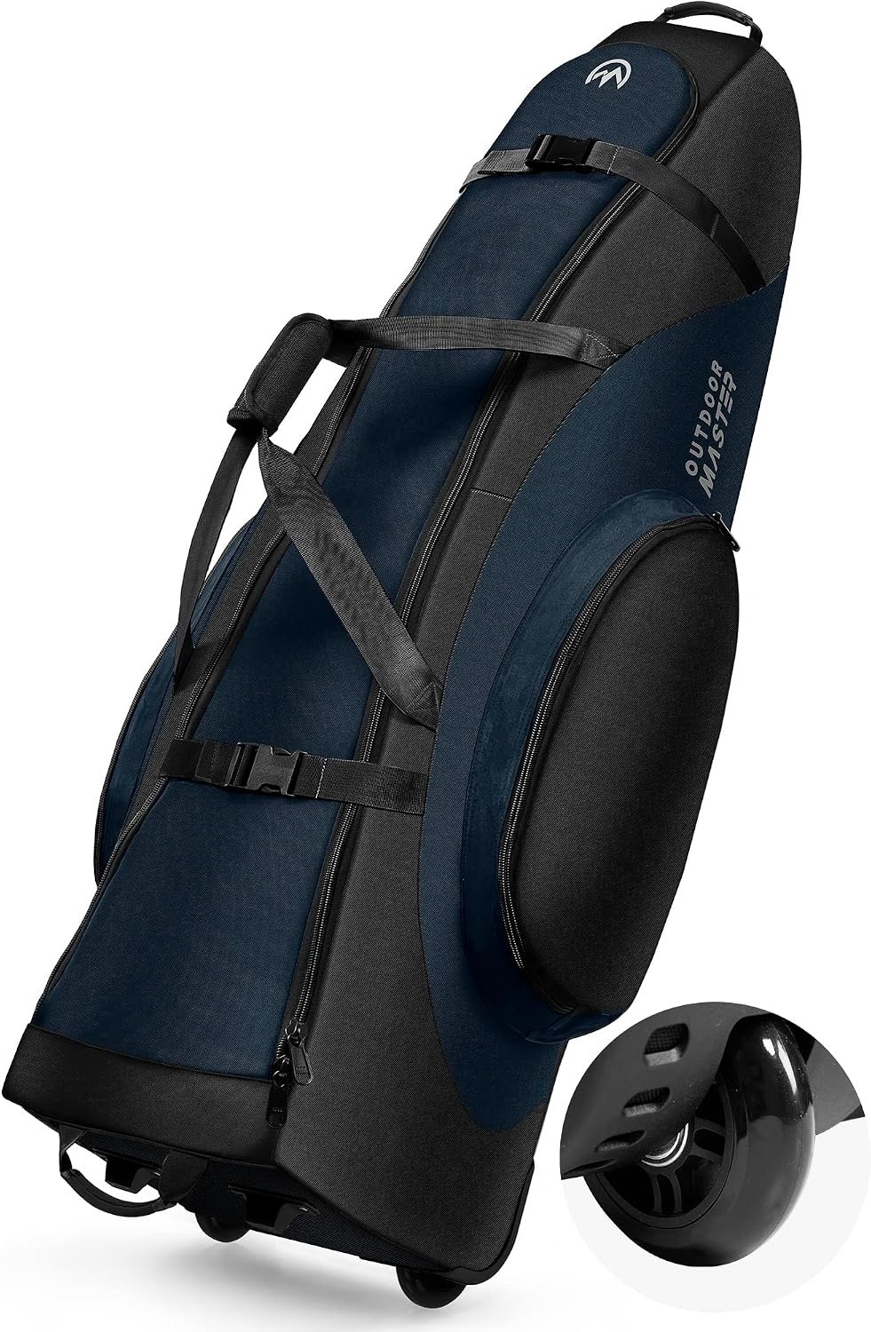 OutdoorMaster Padded Golf Travel Bag with Reinforced Wheels | 900D Oxford Fabric, Wear-Resistant, Waterproof, Accessories Compartment, Soft-Sided Golf Club Bag, Airline Travel
