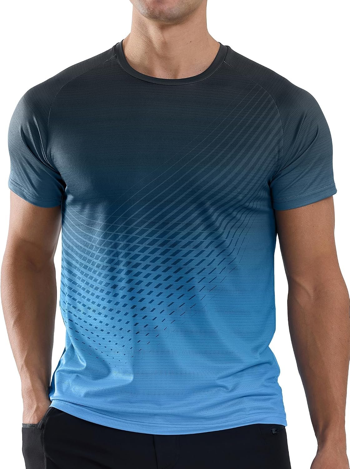 Men’s Athletic Running T-Shirts Quick Dry Gym Workout Shirts Moisture Wicking Short-Sleeve Lightweight Sports Tee Tops