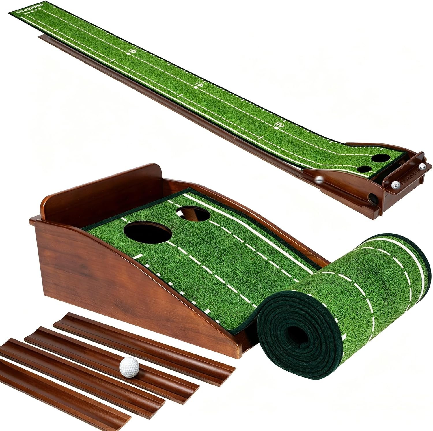 Dachenus Putting Green Indoor Mat Outdoor Golf Putting Mat with Automatic Ball Return – Ideal for Home, Office, and Outdoor Use