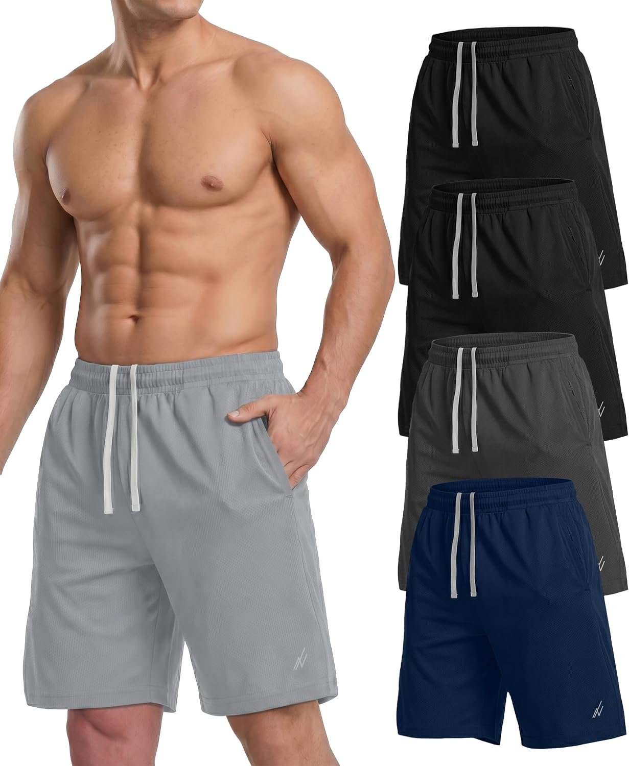 5 Pack Quick Dry Knit Men’s Athletic Shorts Loose-Fit Running Gym Shorts