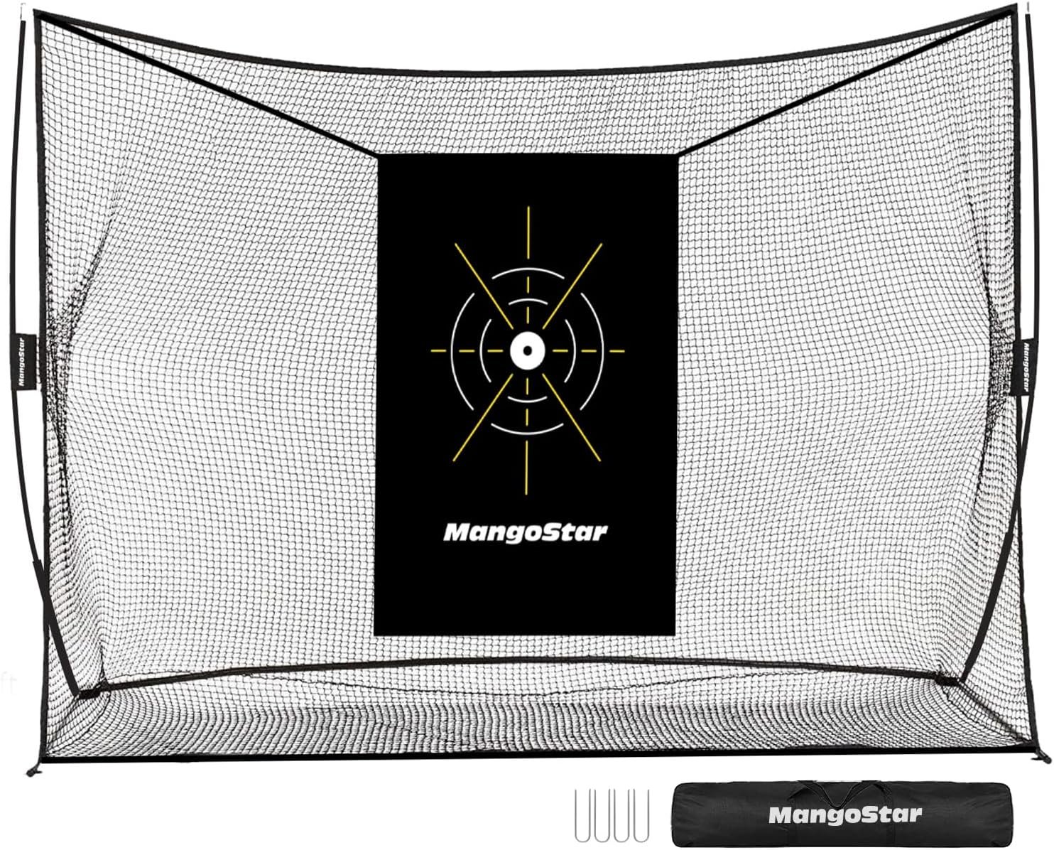 Mangostar Golf Net, 10x7ft Heavy Duty Golf Practice Net for Backyard | Driving Real Golf Balls with Target Cloth and Carry Bag, Indoor Outdoor Golf Hitting Training Set Ideal Gift for Golfers