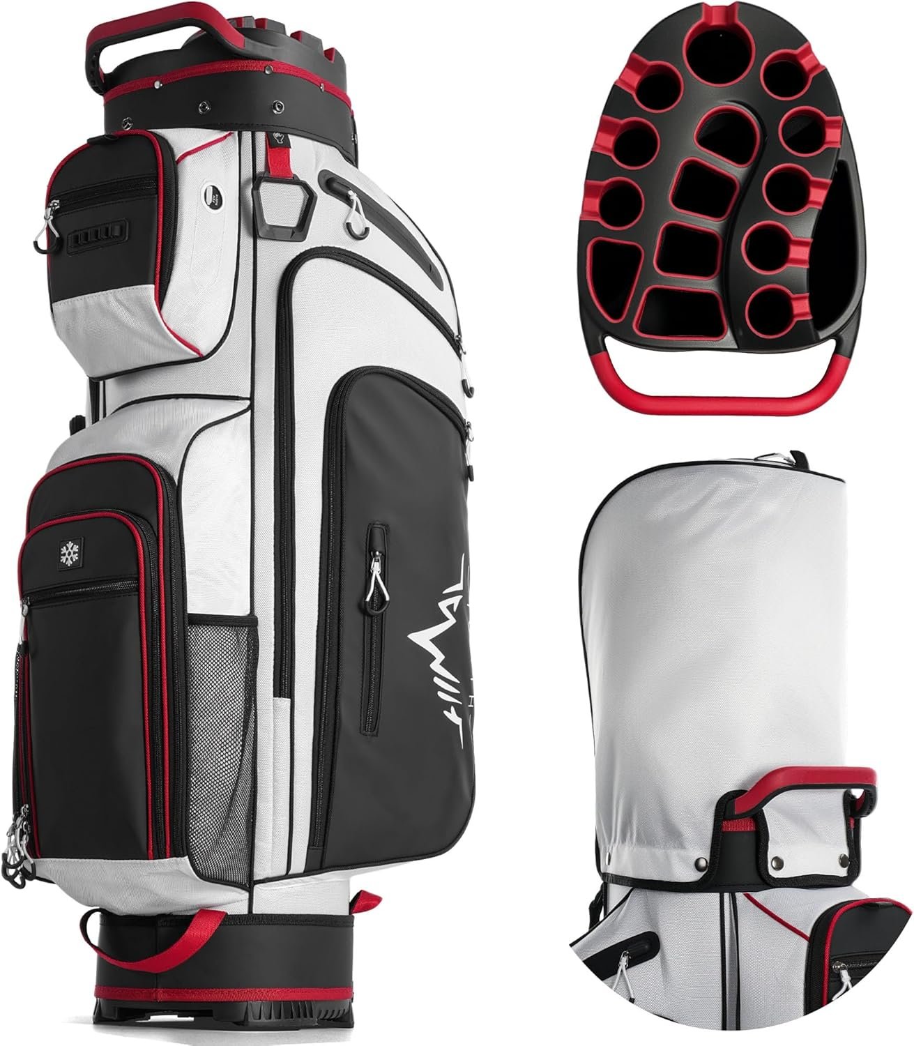 T-Lock Golf Cart Bag with Quiet 14-Way Full-Length Divider Top | Golf Bag for Men with Magnetic Pocket, Cooler Pocket, Handle and Rain Cover