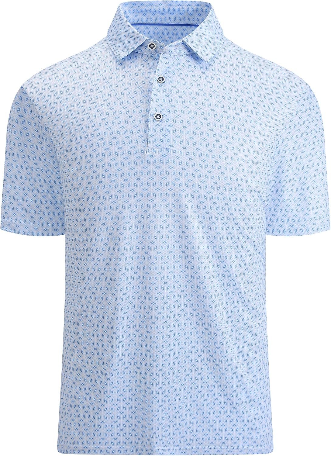 Esabel.C Golf Shirts for Men Moisture Wicking Dry Fit Short Sleeve Polo | 4-WAY Stretch, Cooling, Lightweight, Fitted, Stiff Collar, Unique Print, Performance, Ideal for Golf & Casual, UPF40+