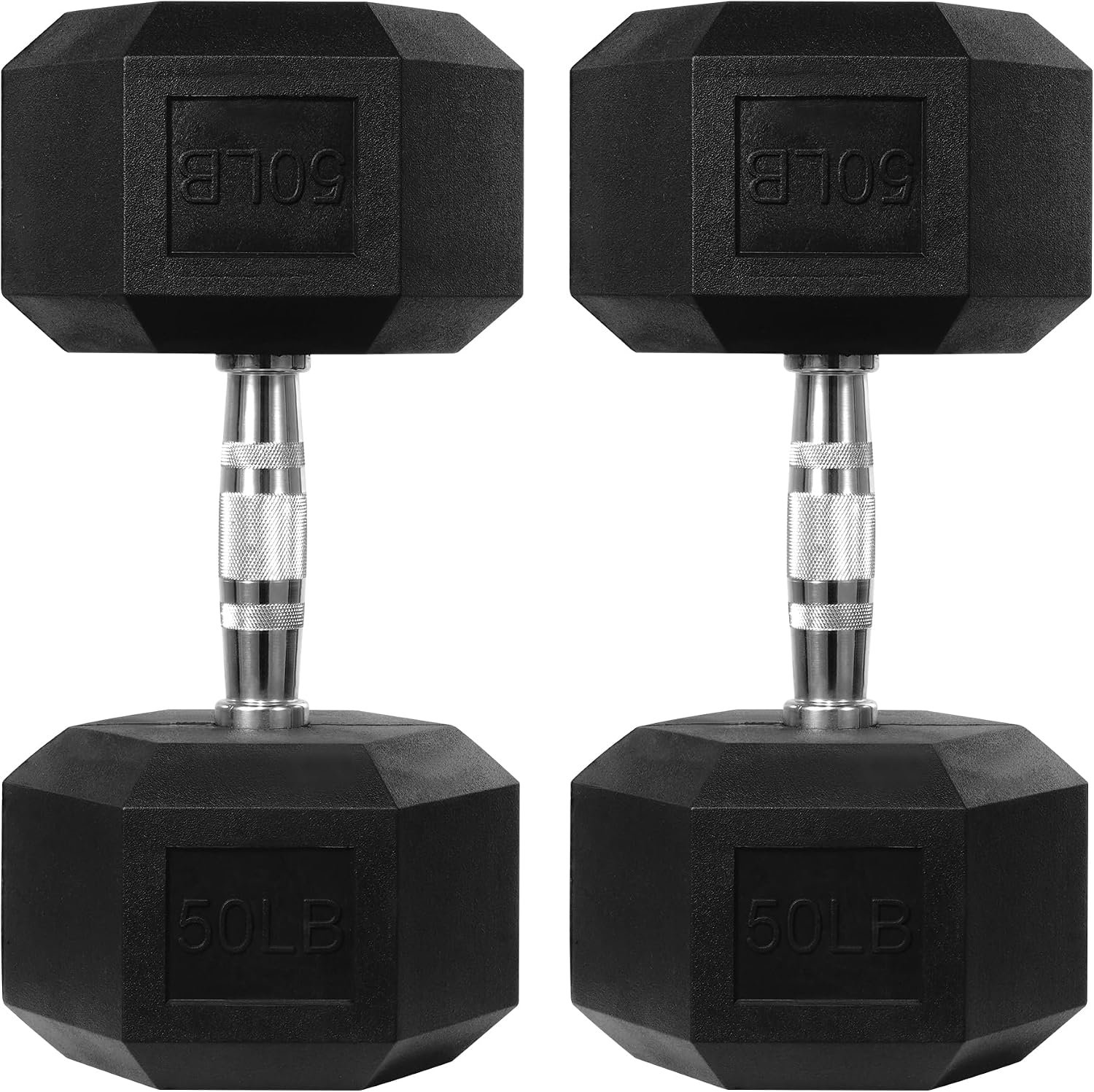 HulkFit Rubber Coated Hex Dumbbells, Anti-Roll Hand Weights Set of 2, Non-Slip Ergonomic Handle Low Odor for Home Gym