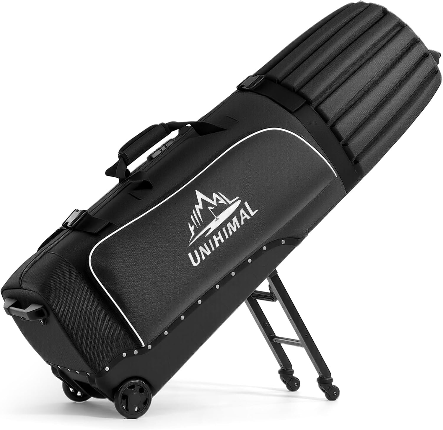 Golf Travel Bag with 4-Wheel System, Recycled Fabric&Password Lock | 360° Rolling System, Extendable Legs, 1680D Recycled Fabric, Password Lock, Enhanced Club Protection, Easy Maneuverability