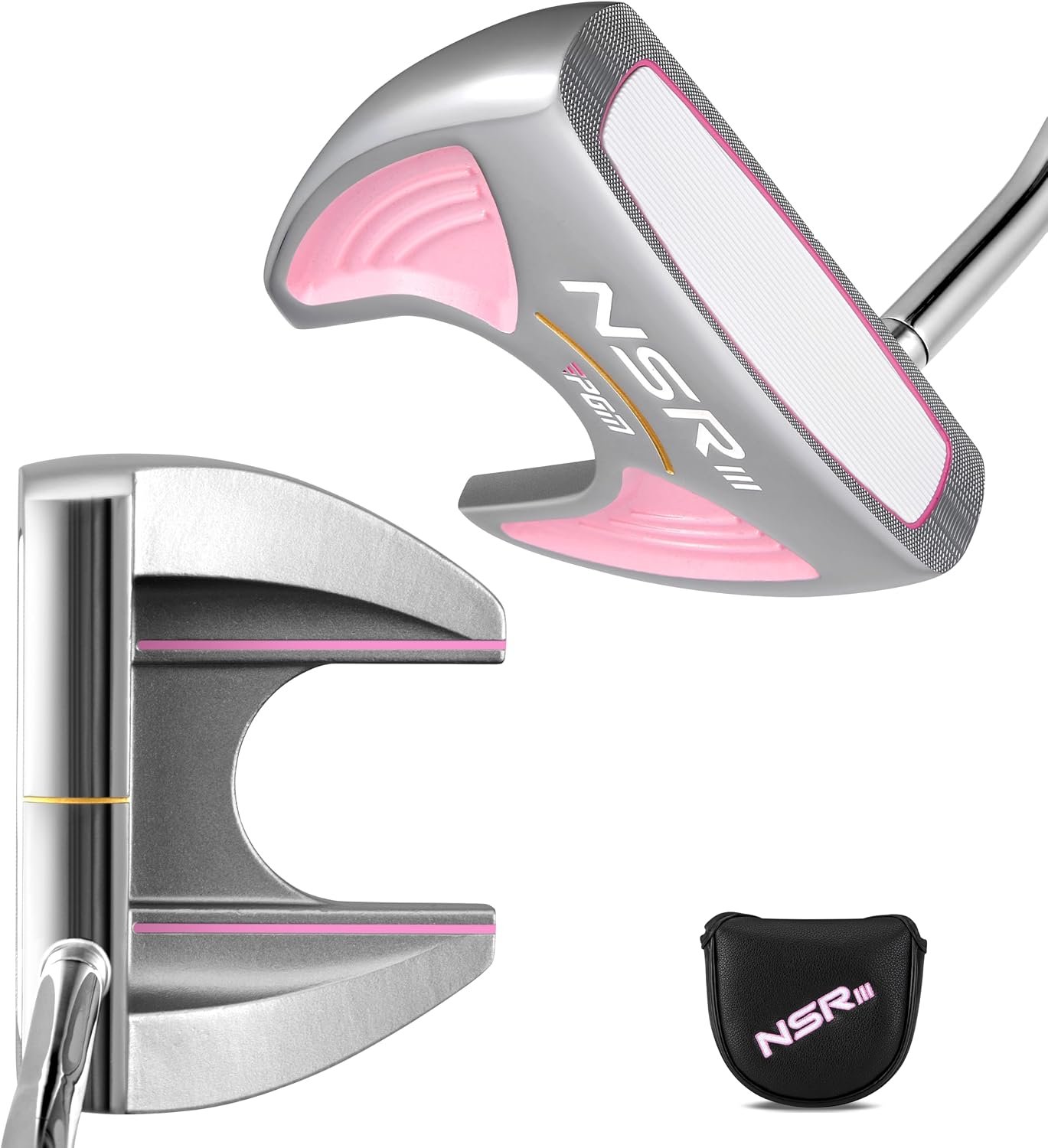 PGM Women’s Golf Putter Right Handed with Alignment Aid and Ball Pick Up | High Moi M illed Face Mallet Putter Golf Club for Straighter Putts with Headcover