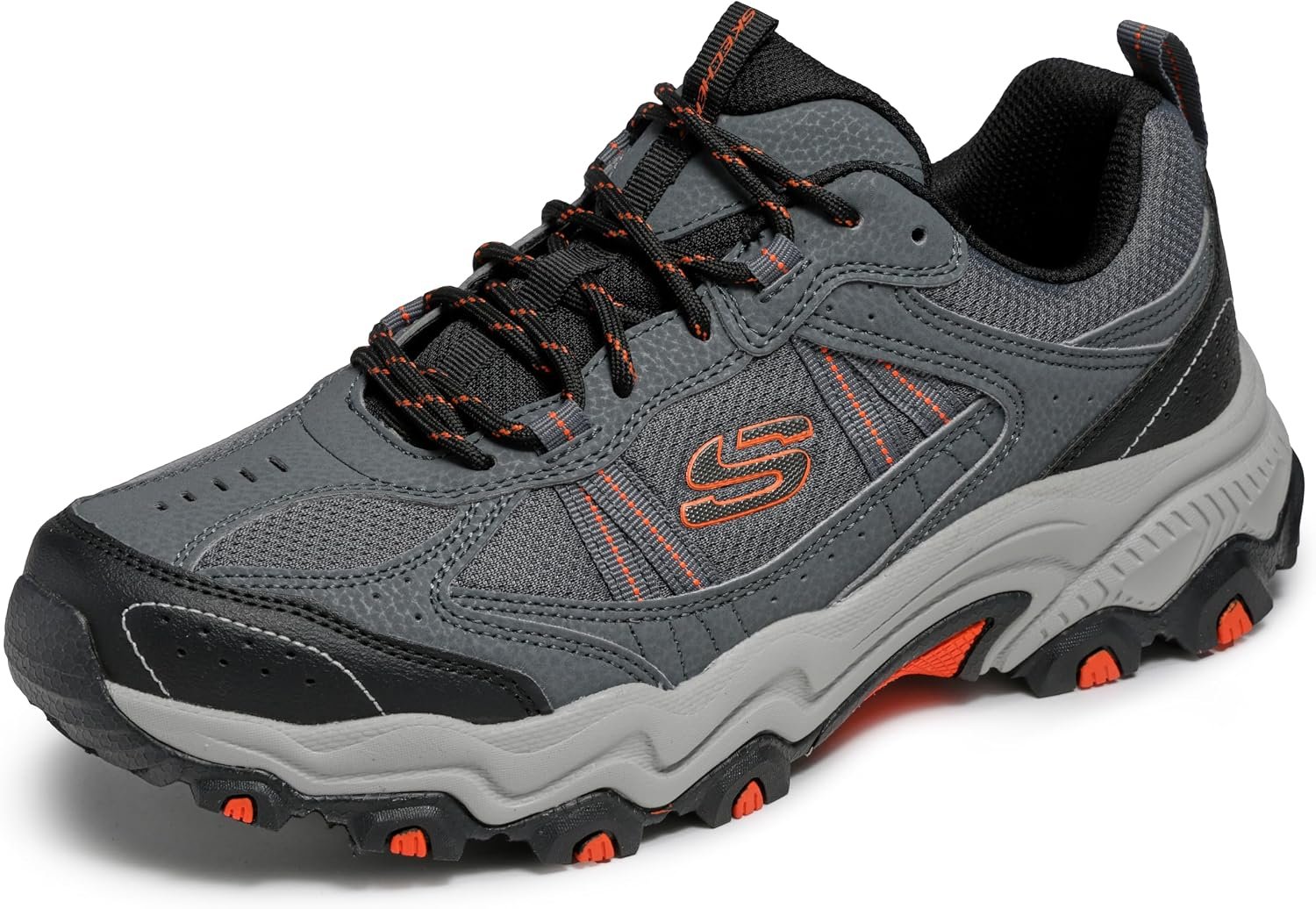 Skechers Men’s Stamina Upper Stitch Sneakers | Casual, Trail, Memory Foam, DuraLeather Mesh Upper, Shock-Absorbing Midsole