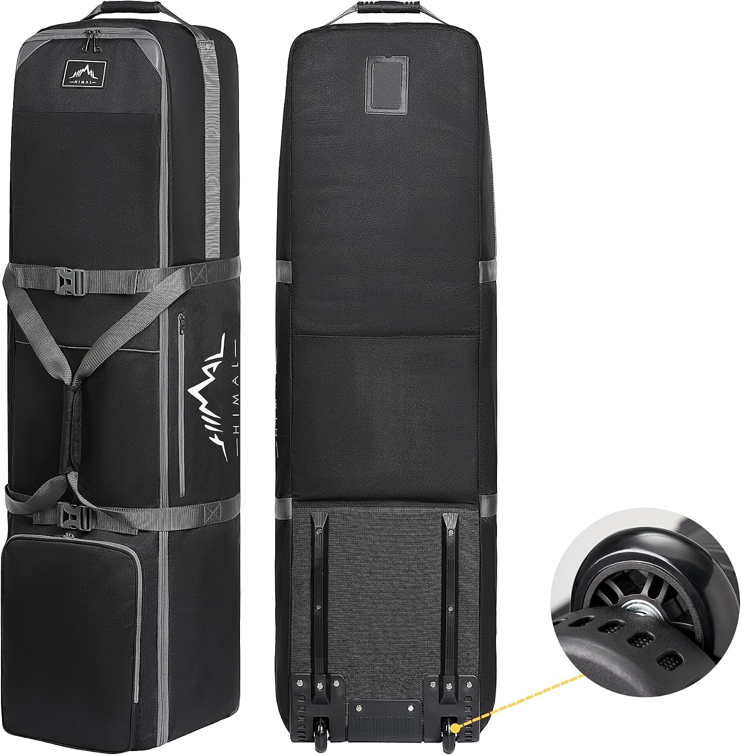 GoHimal Golf Travel Bag with Wheels, Heavy-Duty 1200D Oxford | Water-Resistant 1200D Oxford, Soft-Sided Design, Rolling Wheels, Universal Fit, Airline Travel, Suit for Unisex